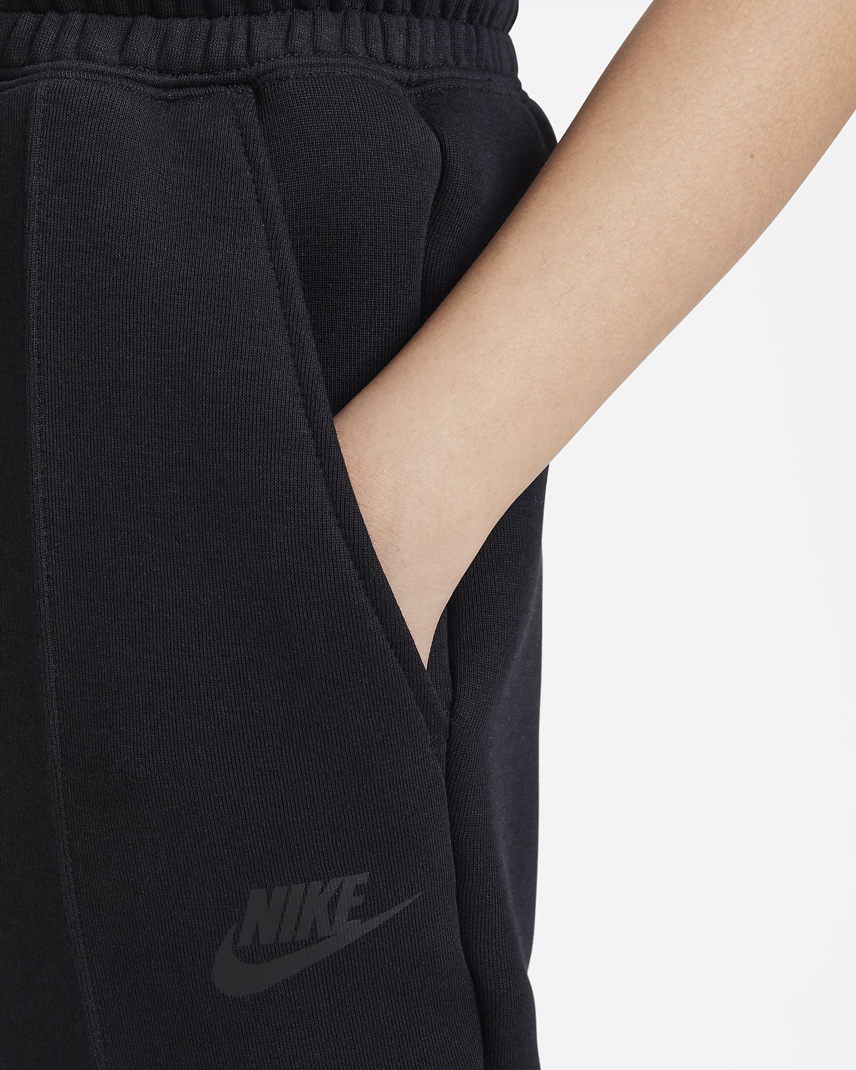 Joggery dla dużych dzieci (dziewcząt) Nike Sportswear Tech Fleece - Czerń/Czerń/Czerń