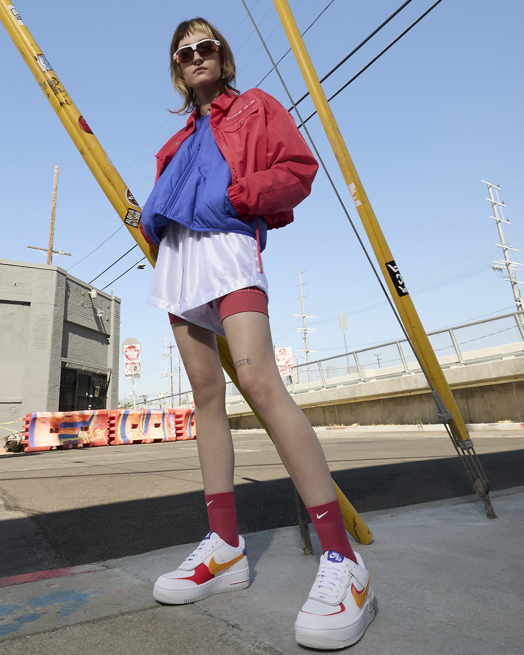 Nike Air Force 1 Shadow Women's Shoes - White/Siren Red/Photon Dust/Sundial