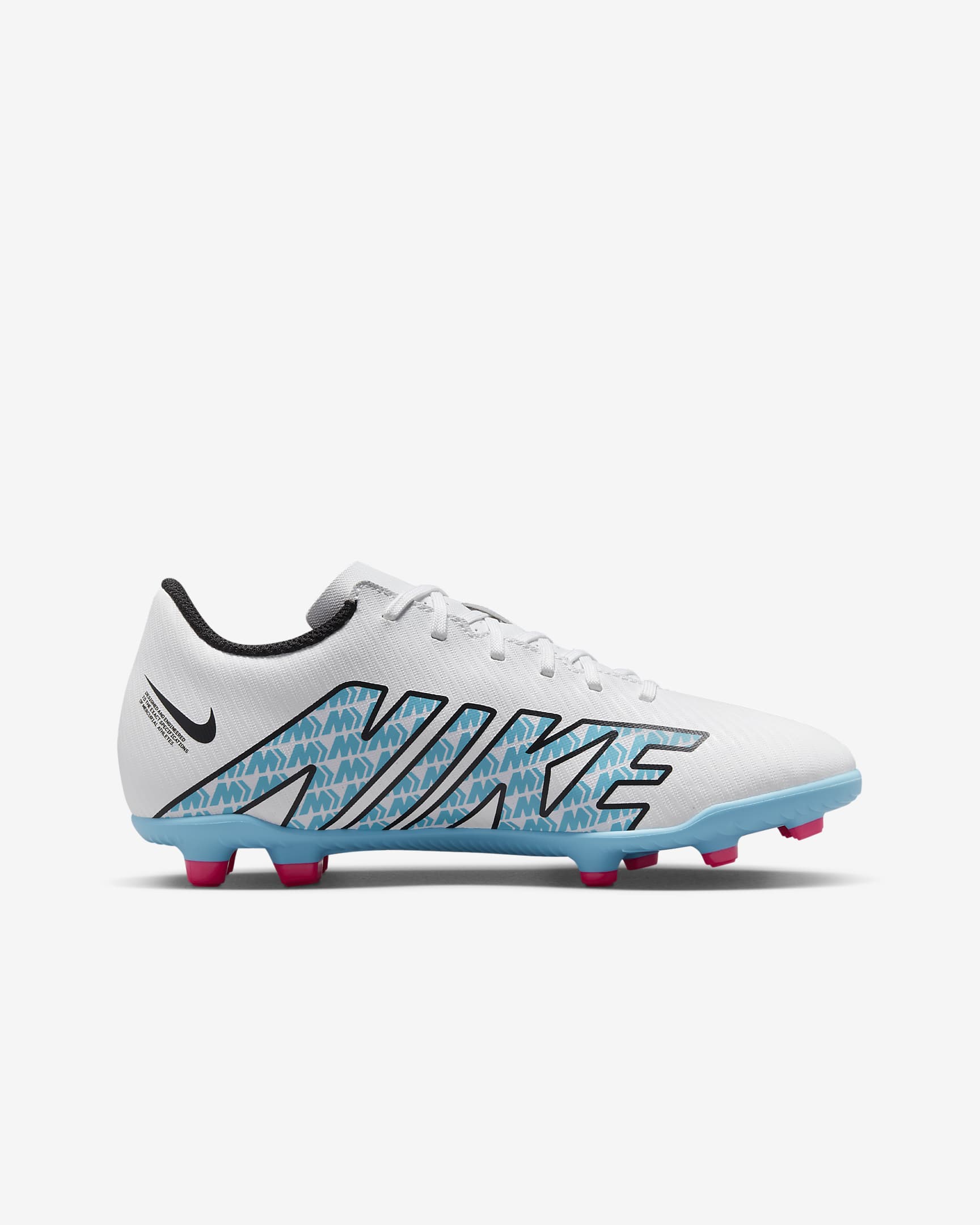 Nike Jr. Mercurial Vapor 15 Club Younger/Older Kids' Multi-Ground Low-Top Football Boot - White/Pink Blast/Baltic Blue