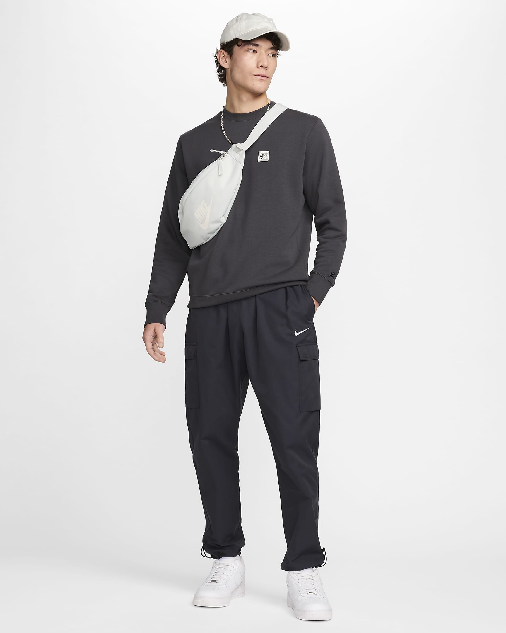 Nike Sportswear Men's Crew-Neck French Terry Sweatshirt - Dark Smoke Grey/Dark Smoke Grey