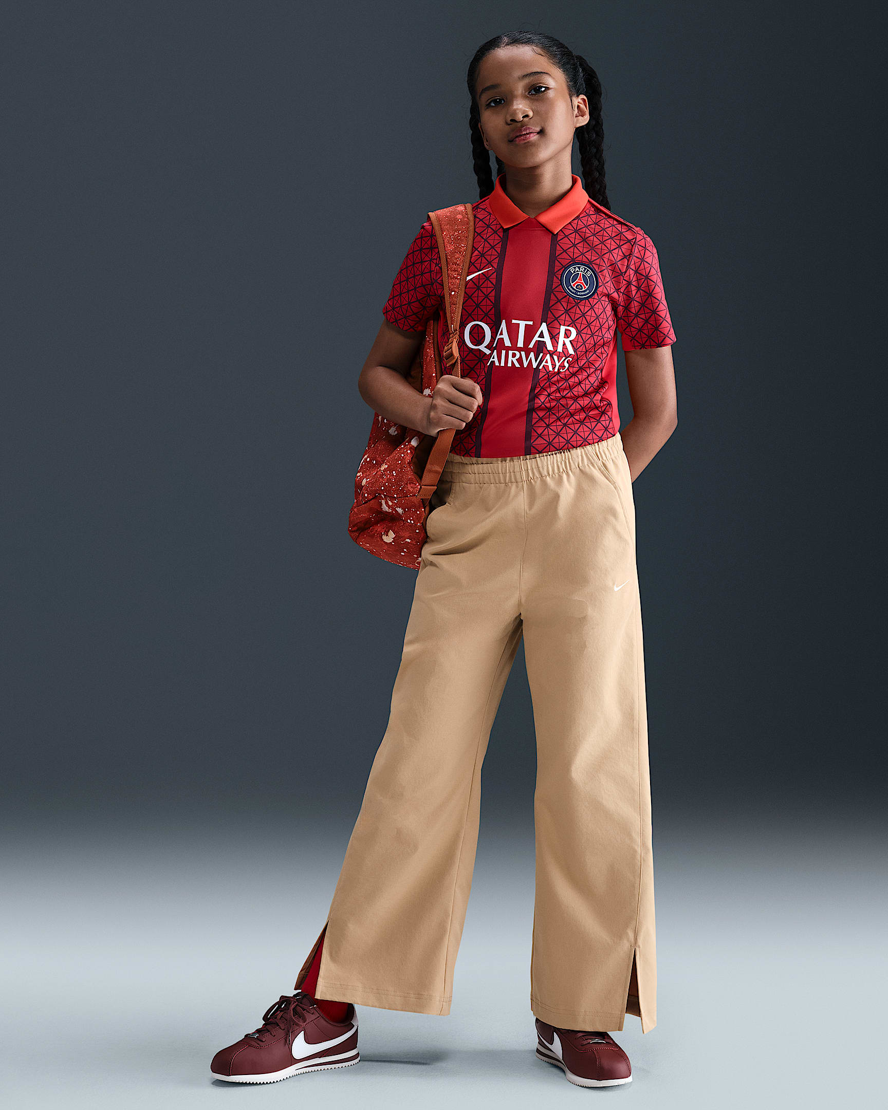 Nike Sportswear Hose aus Webmaterial mit weitem Bein (ältere Kinder, Mädchen) - Hemp/Weiß