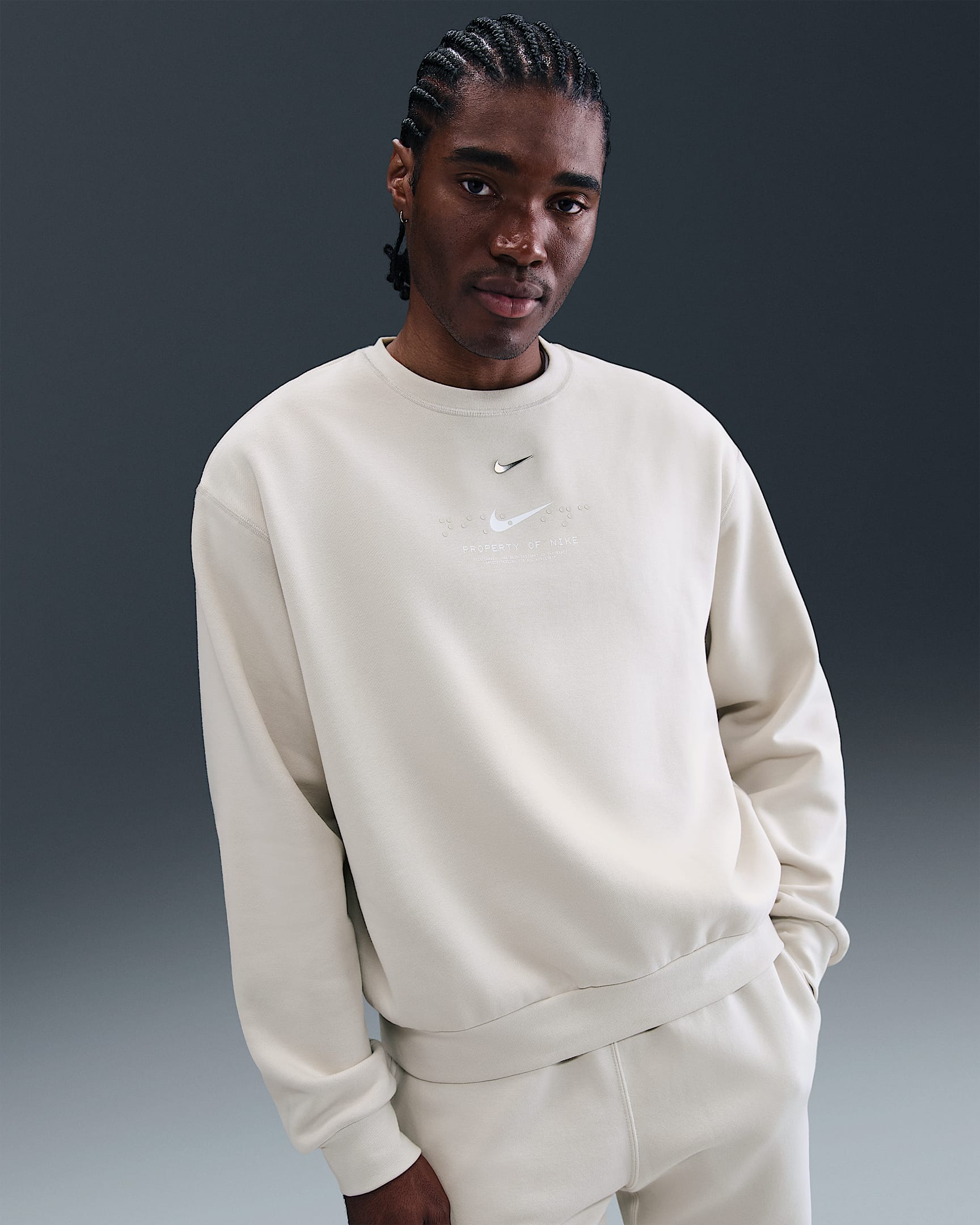 Nike Sportswear Club Men's Fleece Crew-Neck Sweatshirt - Light Bone