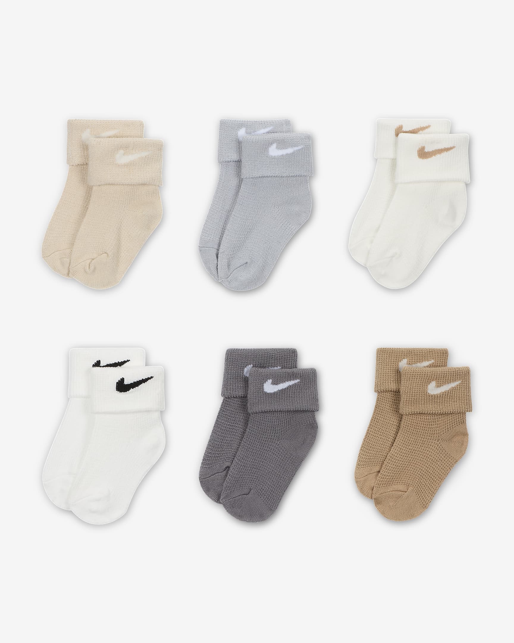Nike Baby Waffle Knit Socks (6 Pairs) - Sanddrift