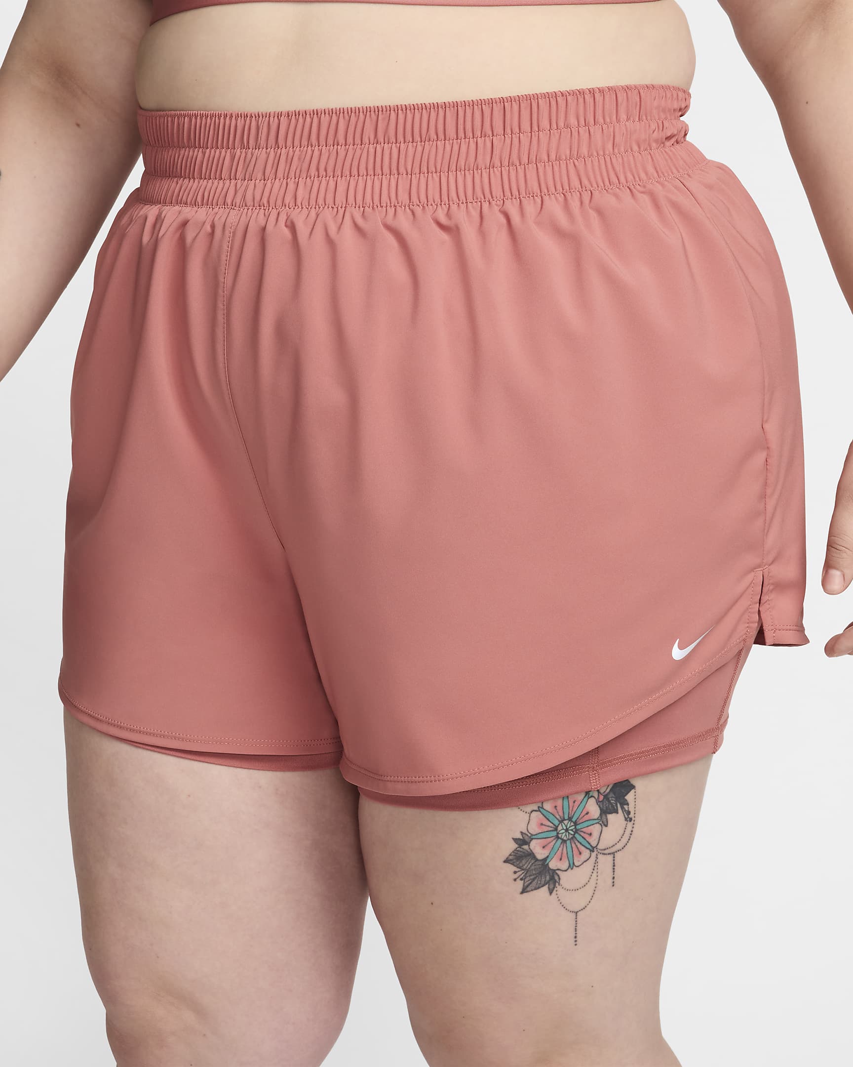 Nike Dri-FIT One Women's High-Waisted 3" 2-in-1 Shorts (Plus Size) - Canyon Pink