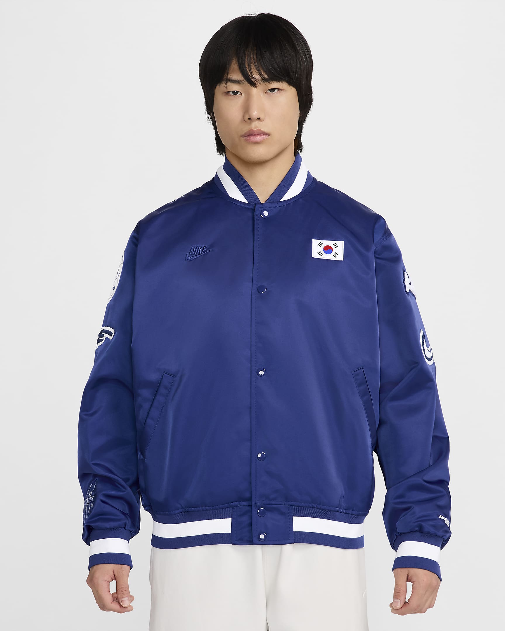 Korea Dugout Men's Nike Breaking Satin Jacket - Deep Royal Blue/White/Old Royal