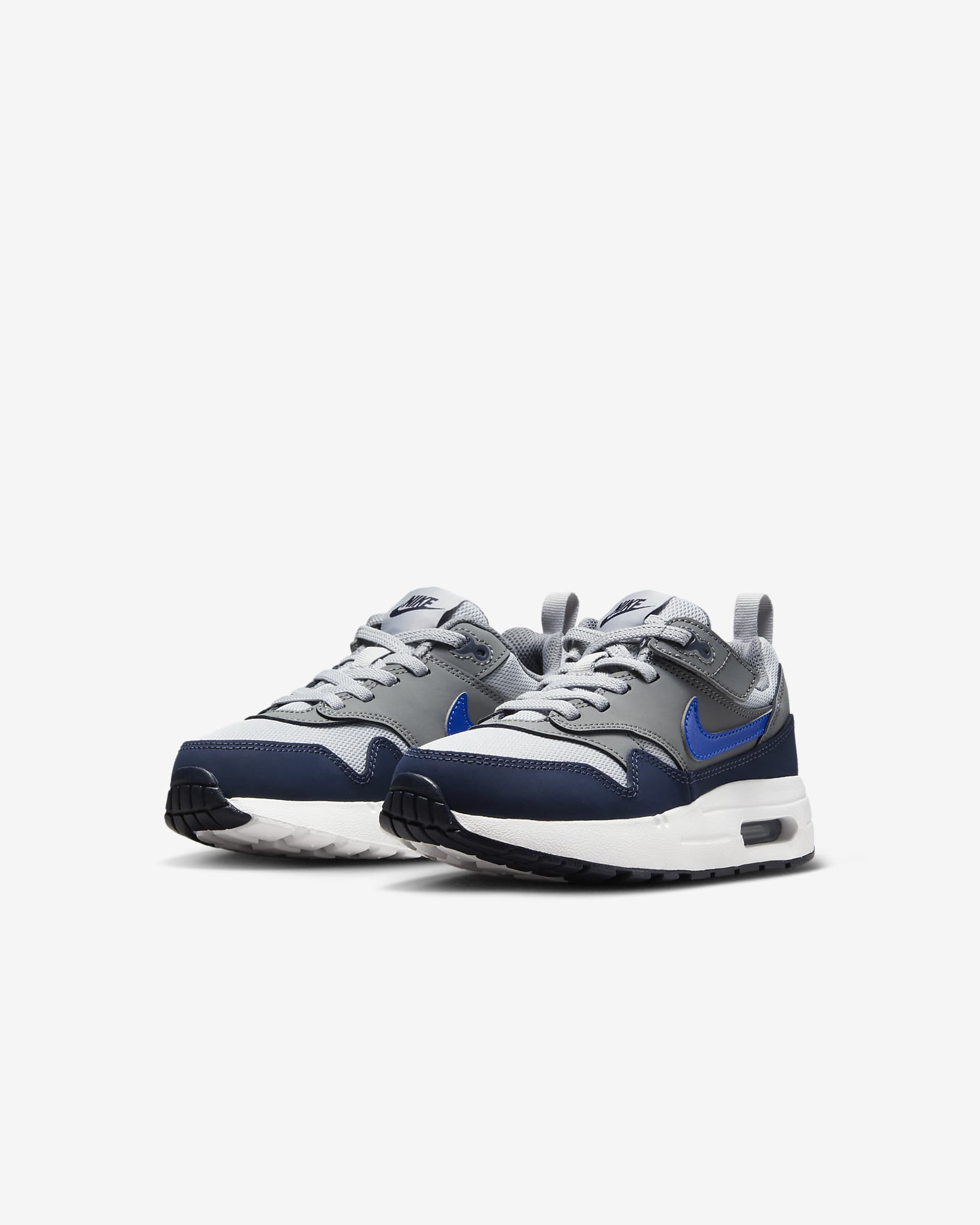 Nike Air Max 1 EasyOn Younger Kids' Shoes - Smoke Grey/Wolf Grey/Obsidian/Racer Blue