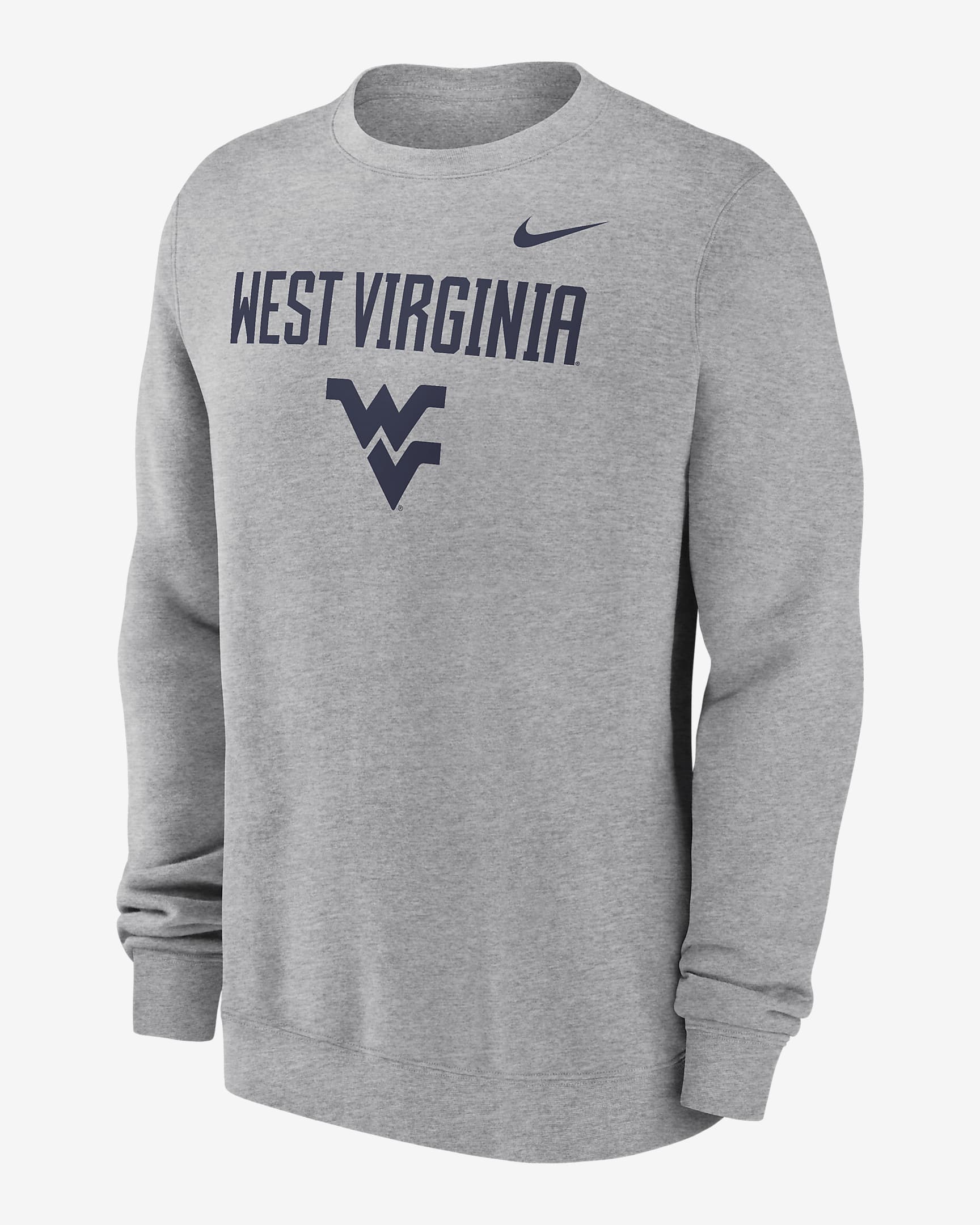 West Virginia Mountaineers Primetime Primary Stack Men's Nike College Pullover Crew - Grey Heather