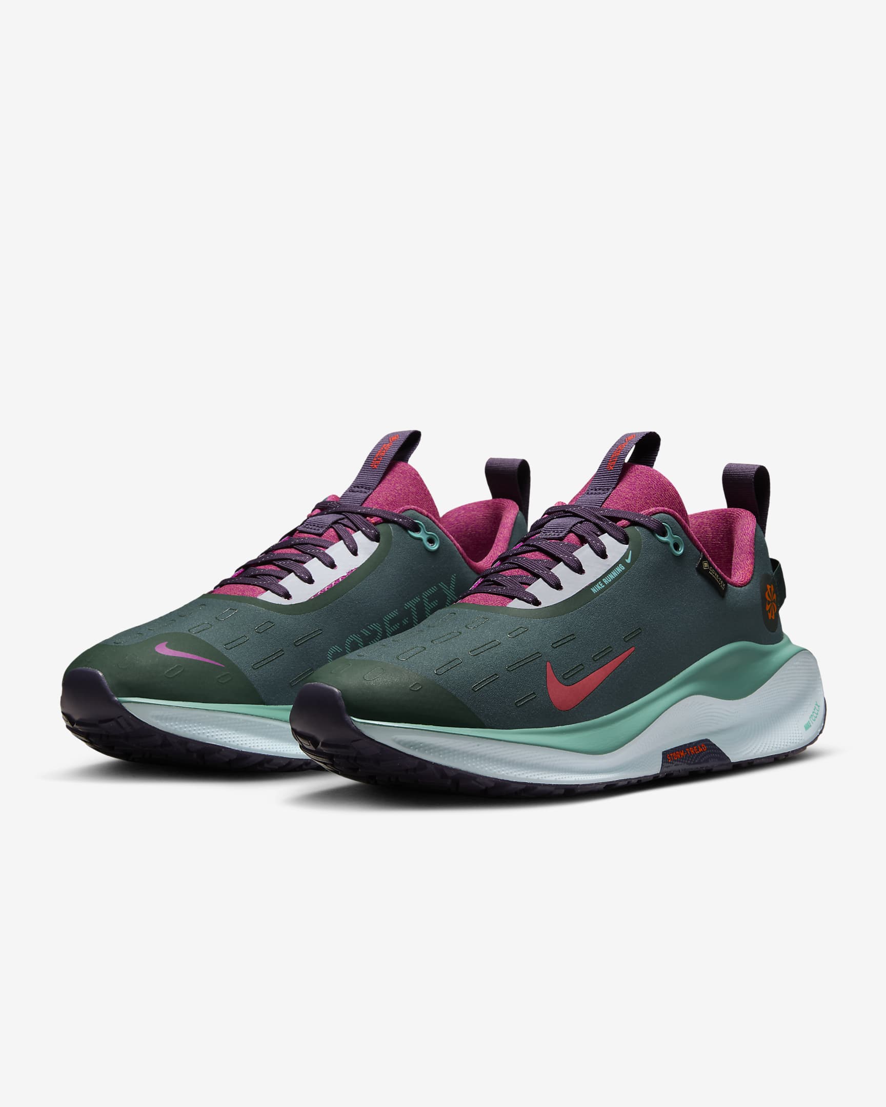 Damskie wodoszczelne buty do biegania po asfalcie Nike InfinityRN 4 GORE-TEX - Vintage Green/Dark Raisin/Green Frost/Bright Crimson