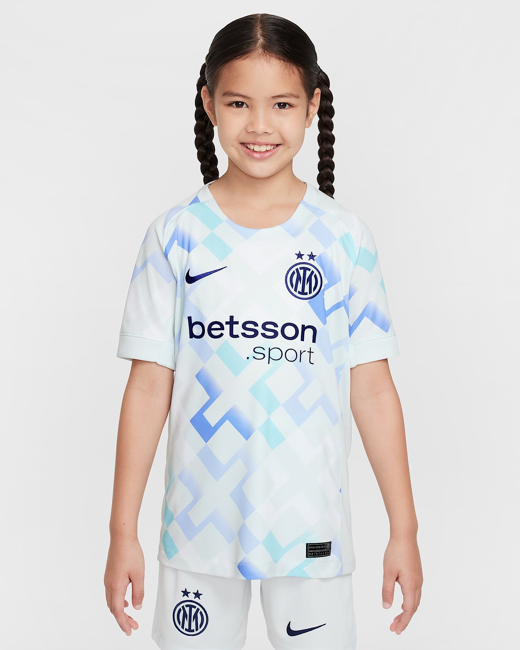 Segunda equipación Stadium Inter de Milán 2025/26 Camiseta de fútbol Replica Nike Dri-FIT - Niño/a - Ghost Aqua/Blanco/Blue Void