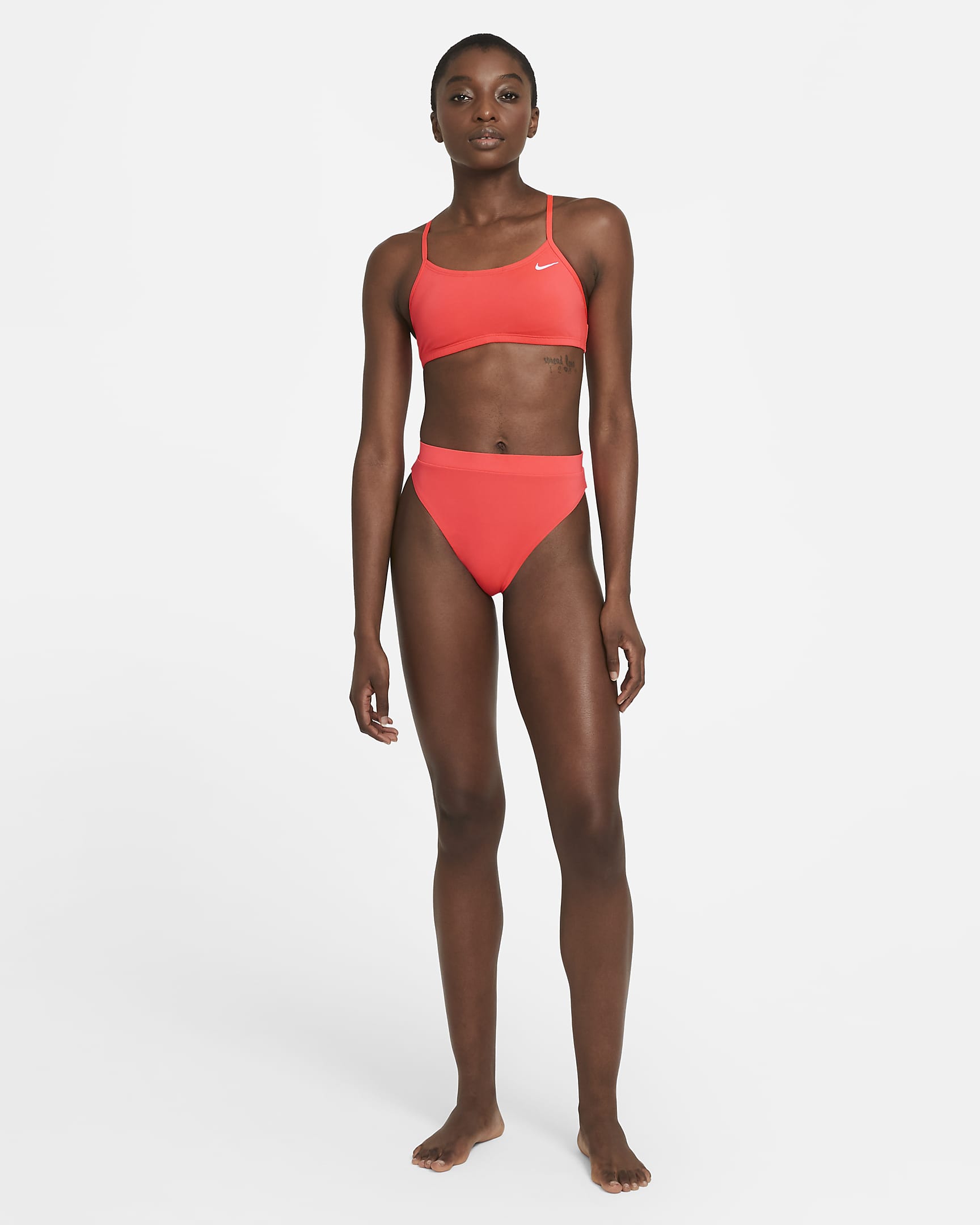 Nike Essential Women's High-Waisted Swimming Bottoms - Bright Crimson/White