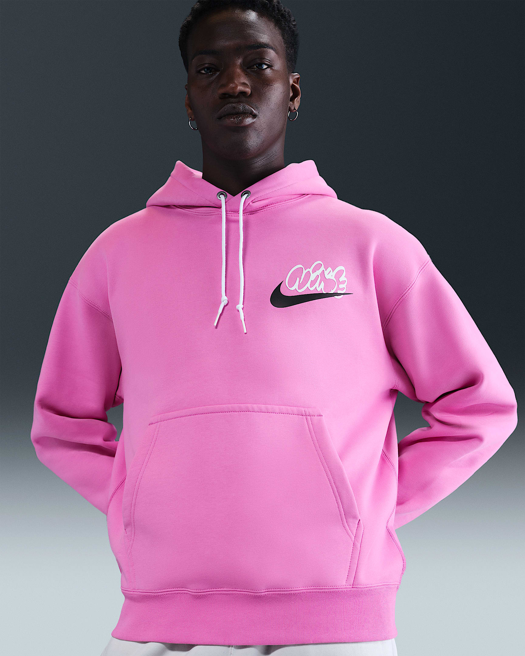 Nike Solo Swoosh Men's Fleece Hoodie - Playful Pink