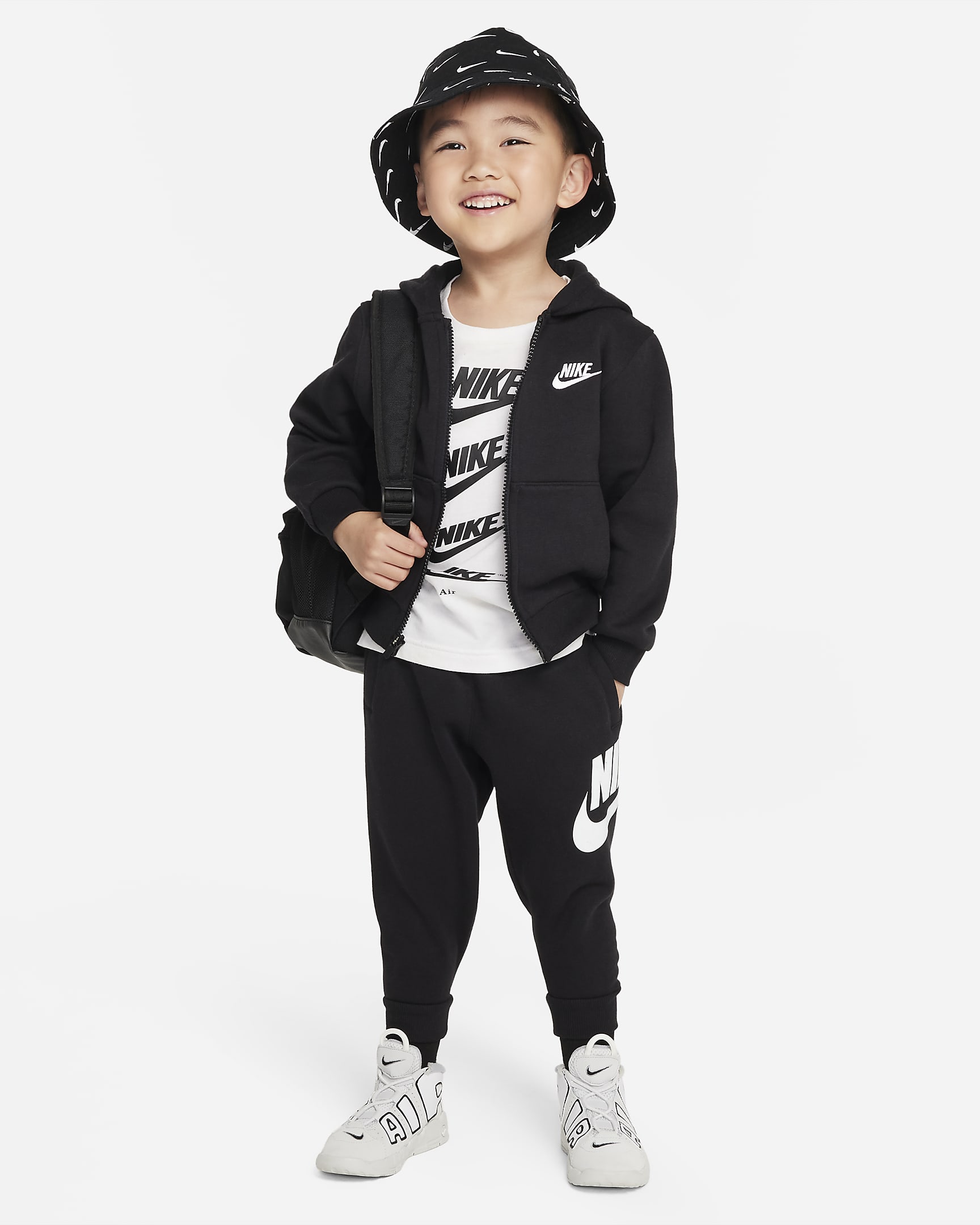 Sudadera con gorro de cierre completo para niño pequeño Nike Sportswear Club Fleece - Negro