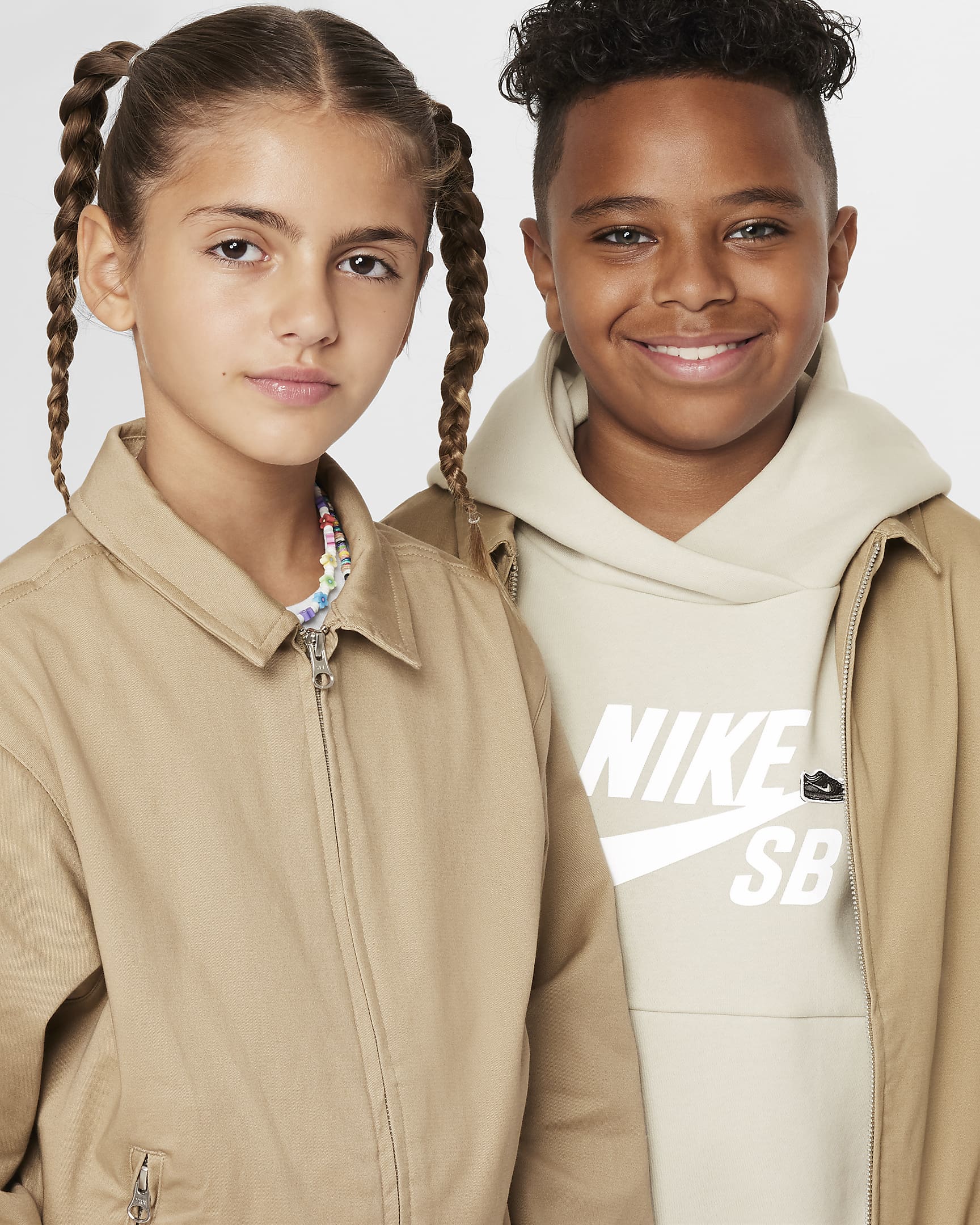 Nike SB skatecoachjack voor kids - Khaki/Light Orewood Brown