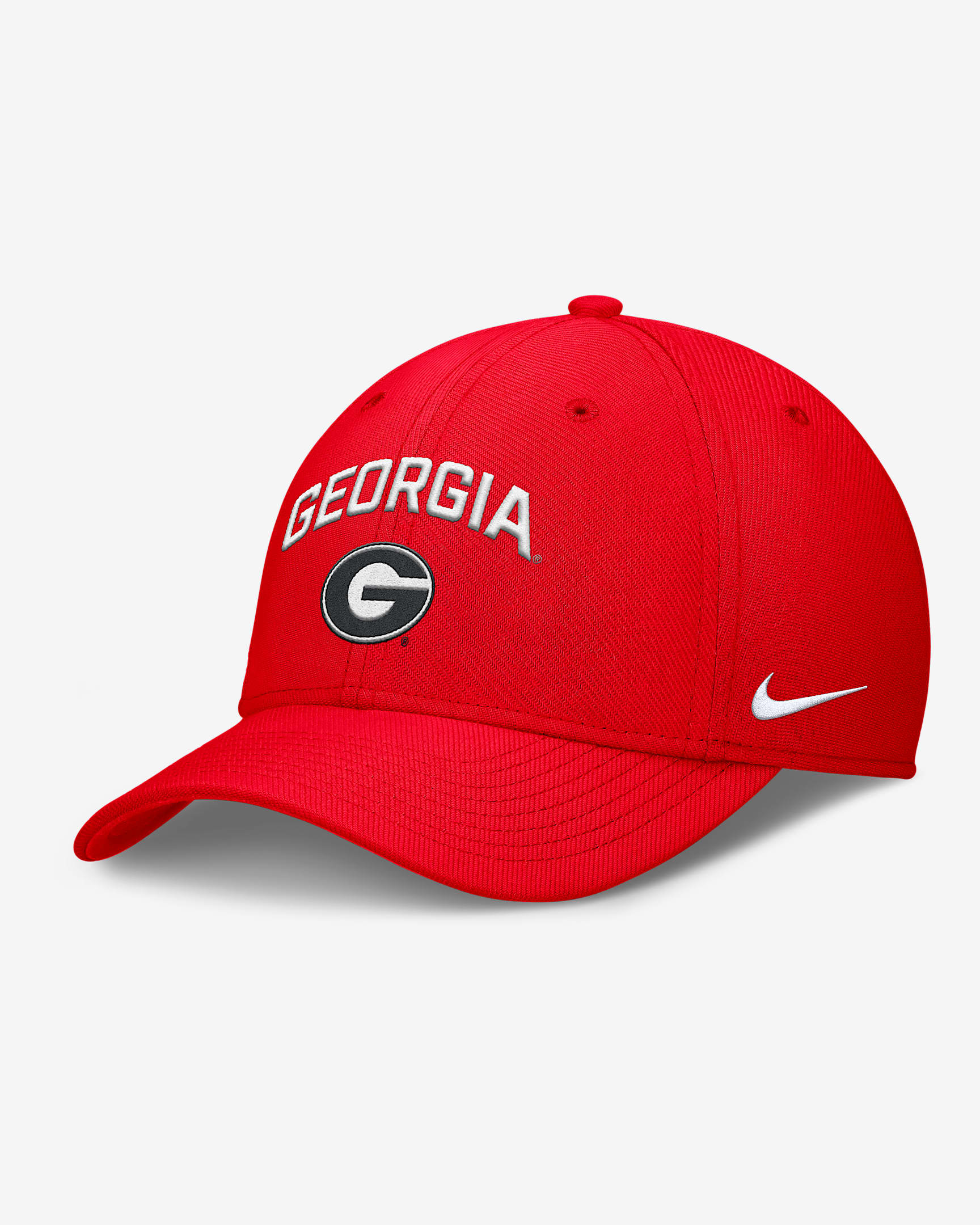 Gorra universitaria Nike Dri-FIT para hombre Georgia On-Field Rise Swoosh - Rojo