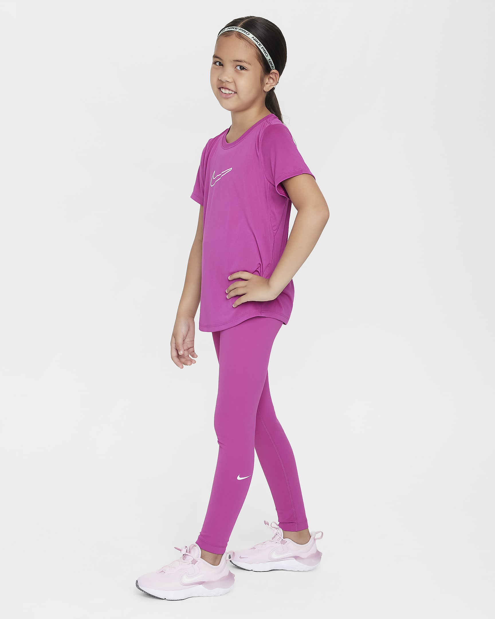 Nike One magas derekú, Dri-FIT leggings nagyobb gyerekeknek (lányoknak) - Hot Fuchsia/Fehér