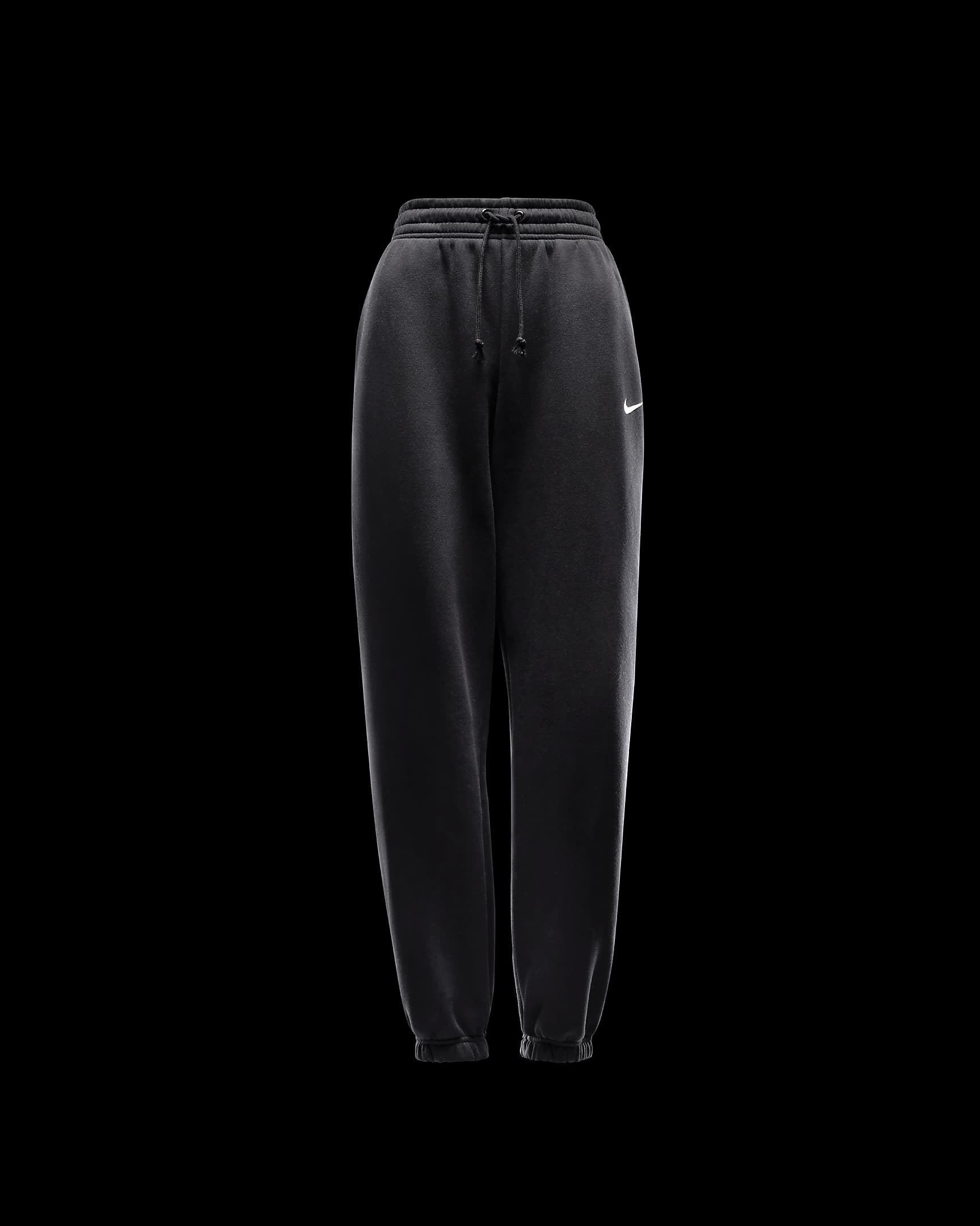 Sweatpants Nike Sportswear Phoenix Fleece i oversize-modell med hög midja för kvinnor - Svart/Sail