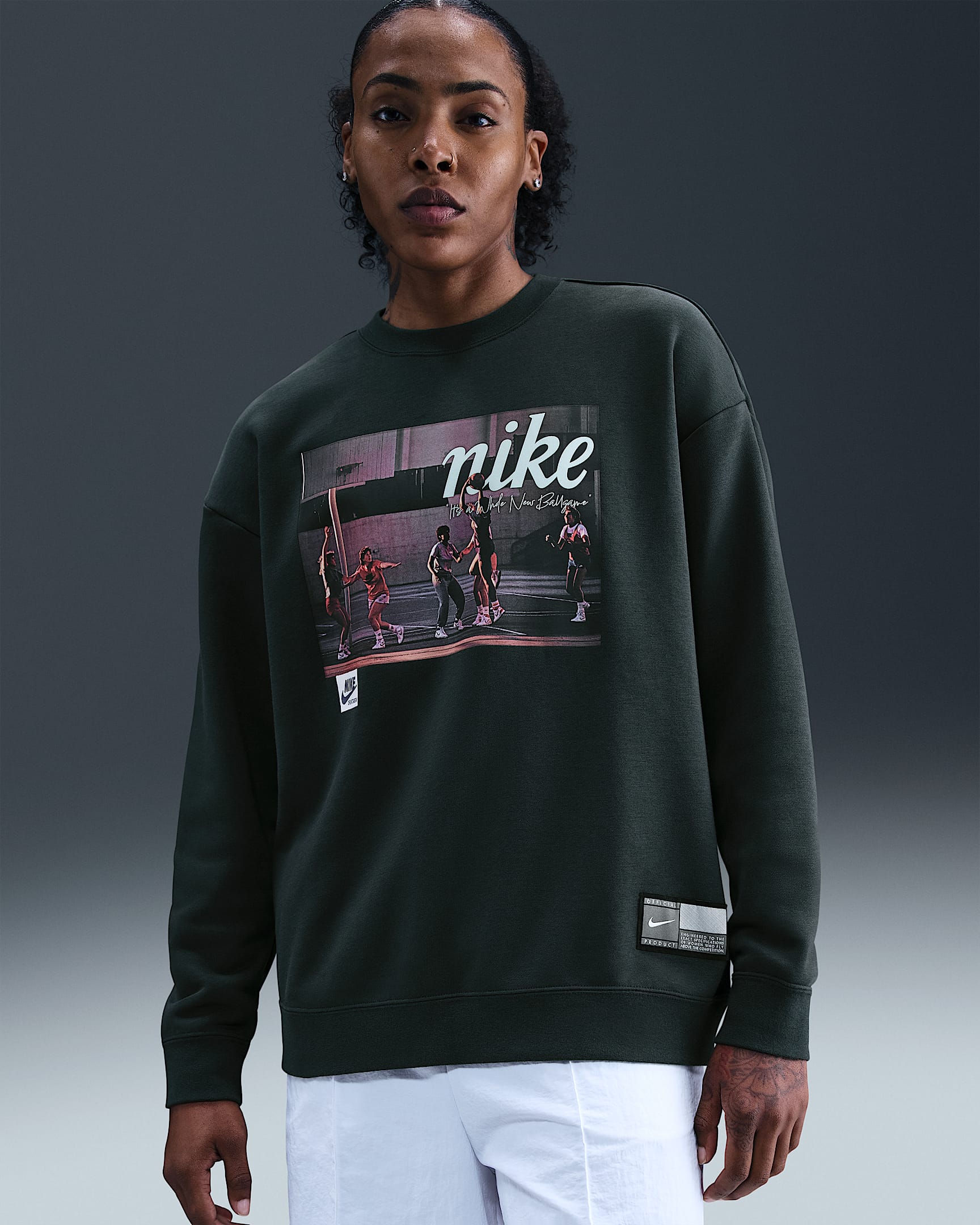 Nike Club Fleece Women's Loose Crew - Seaweed