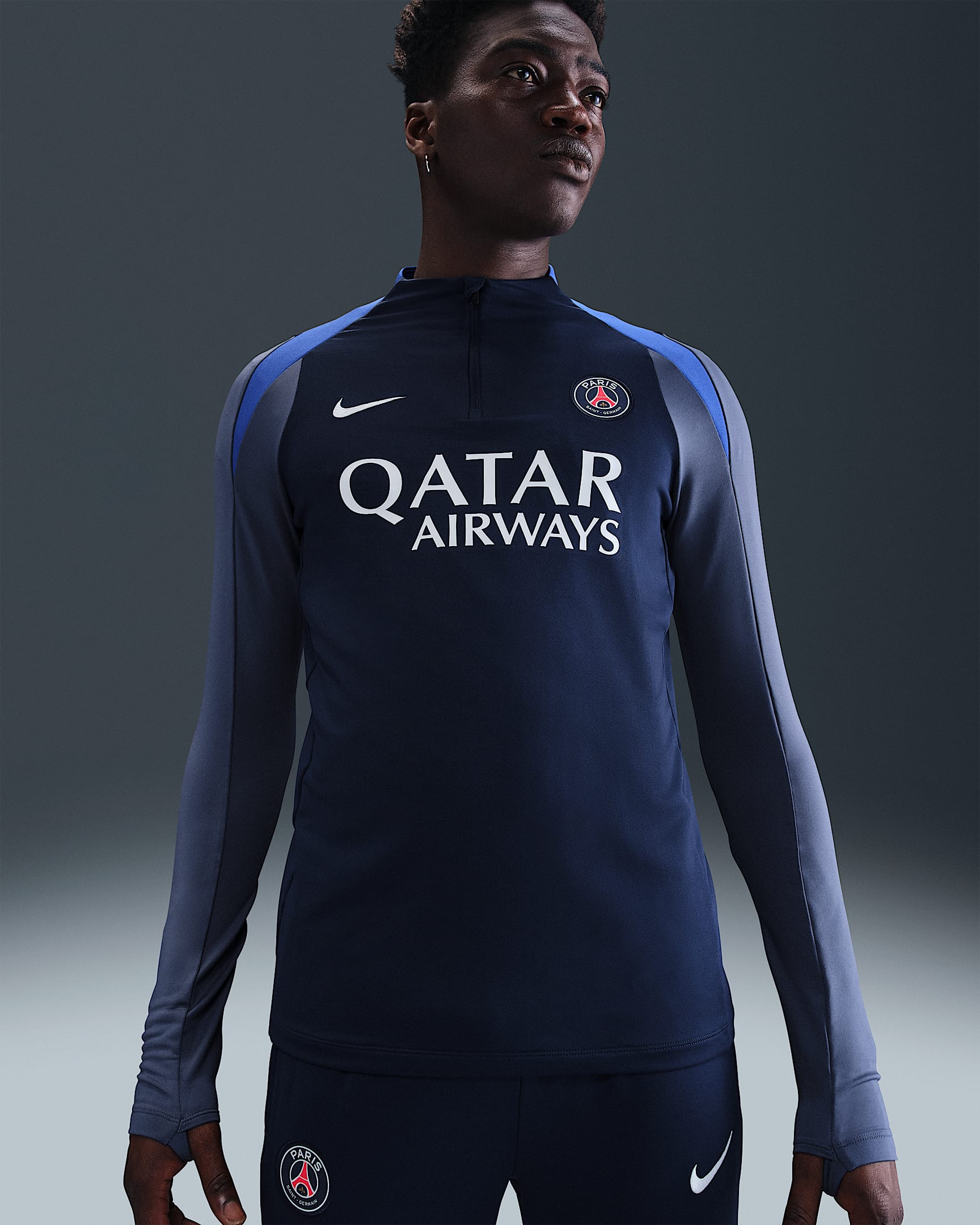 Paris Saint-Germain Strike Men's Nike Dri-FIT Soccer Drill Top - Midnight Navy/Diffused Blue/Hyper Royal/White
