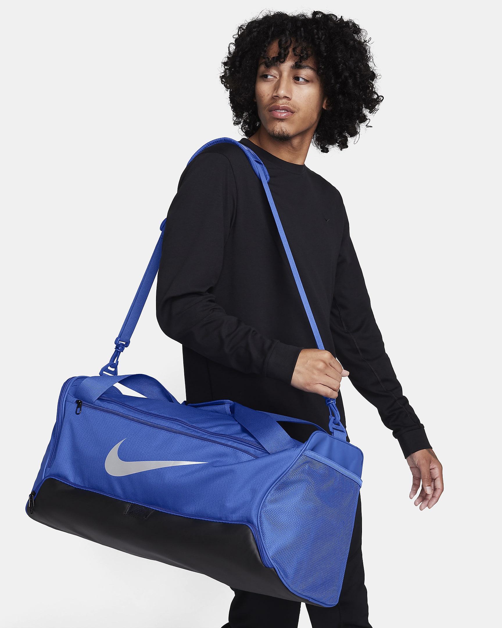 Nike Brasilia 9.5 Training Duffel Bag (Medium, 60L) - Game Royal/Black/Metallic Silver