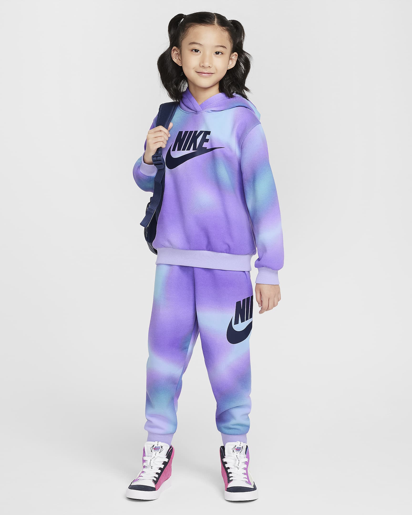 Nike Solarized Little Kids' Pullover Hoodie and Pants Set - Black Raspberry