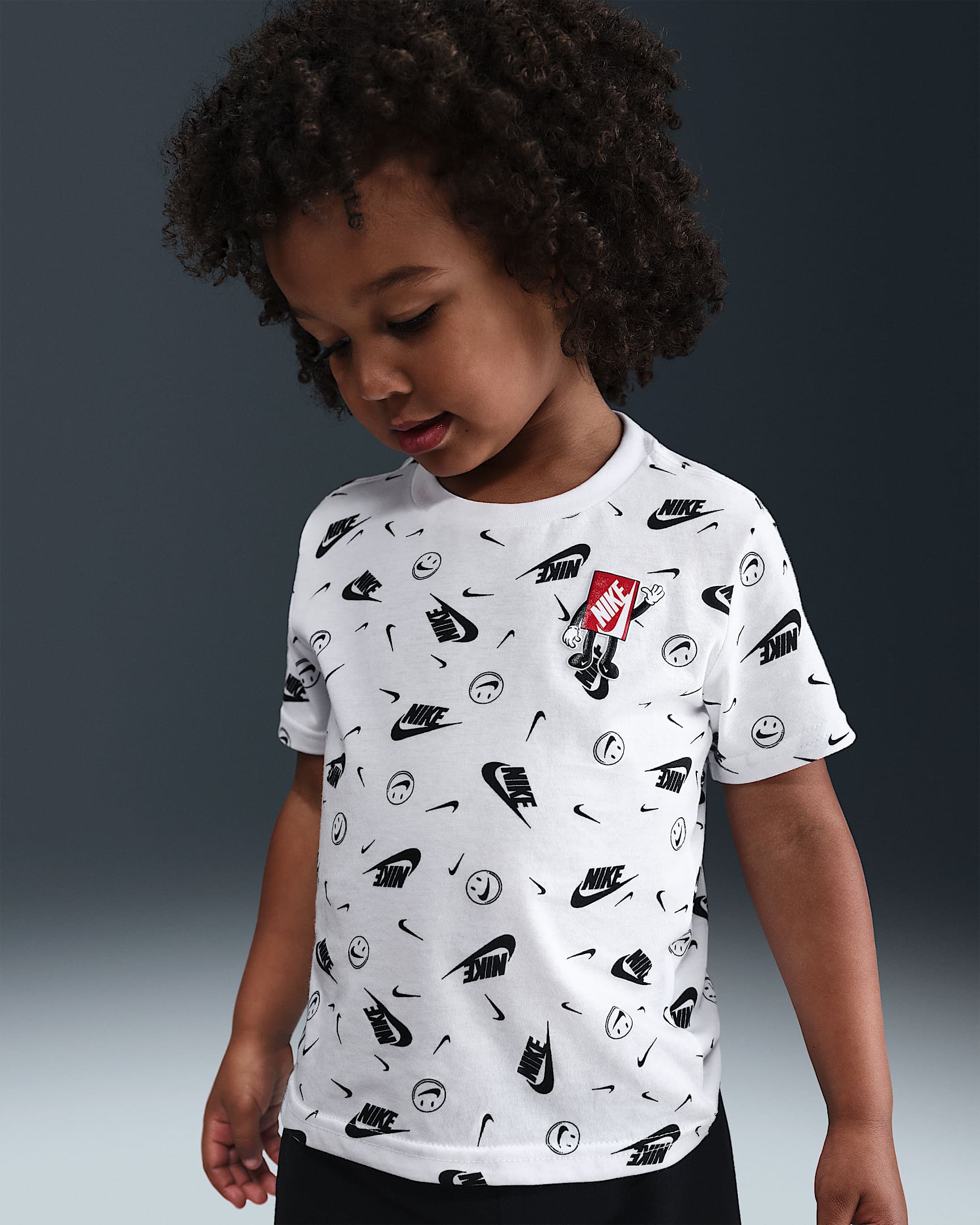 Playera cuadrada estampada infantil Nike - Blanco