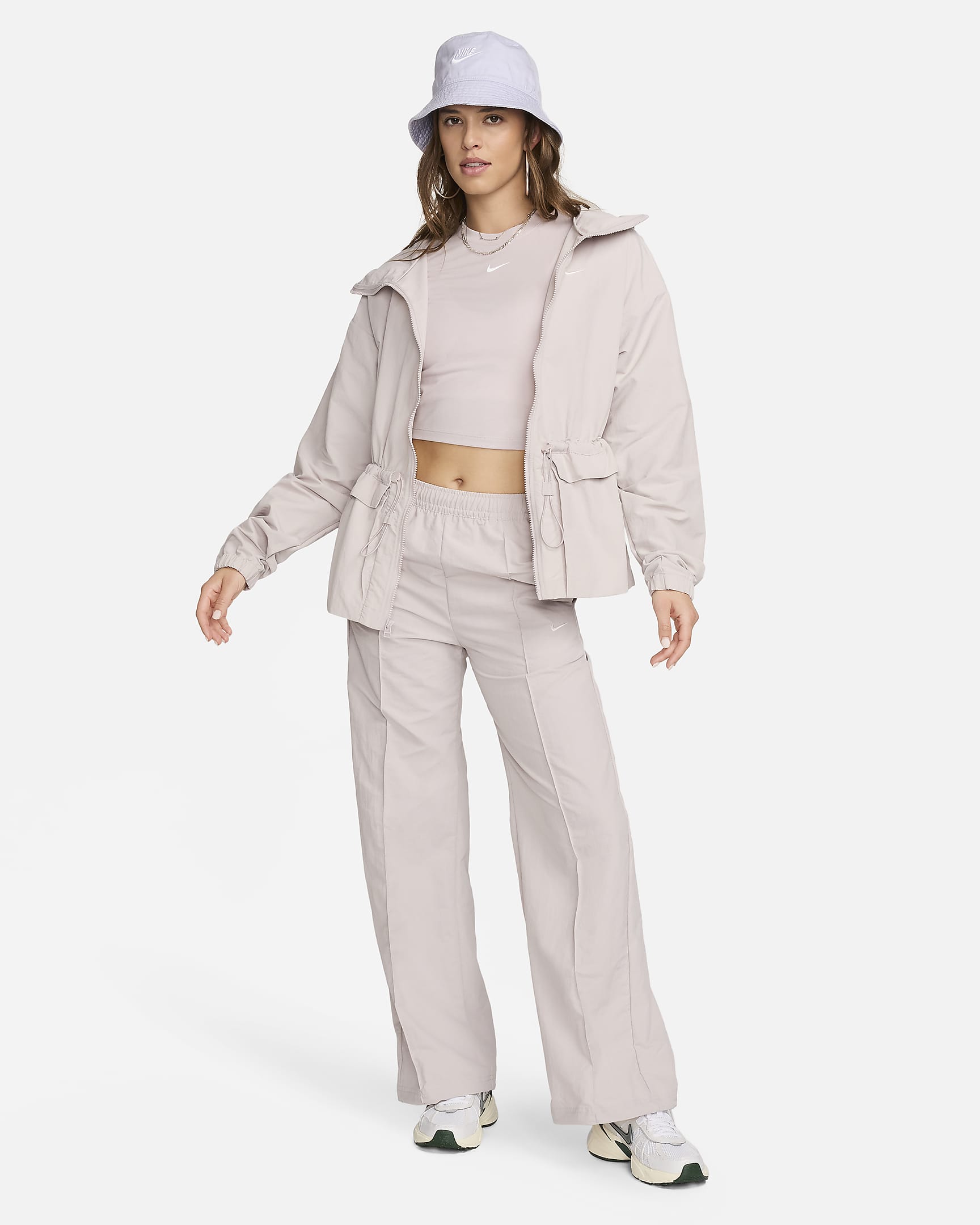 Veste à capuche oversize Nike Sportswear Everything Wovens pour femme - Platinum Violet/Sail