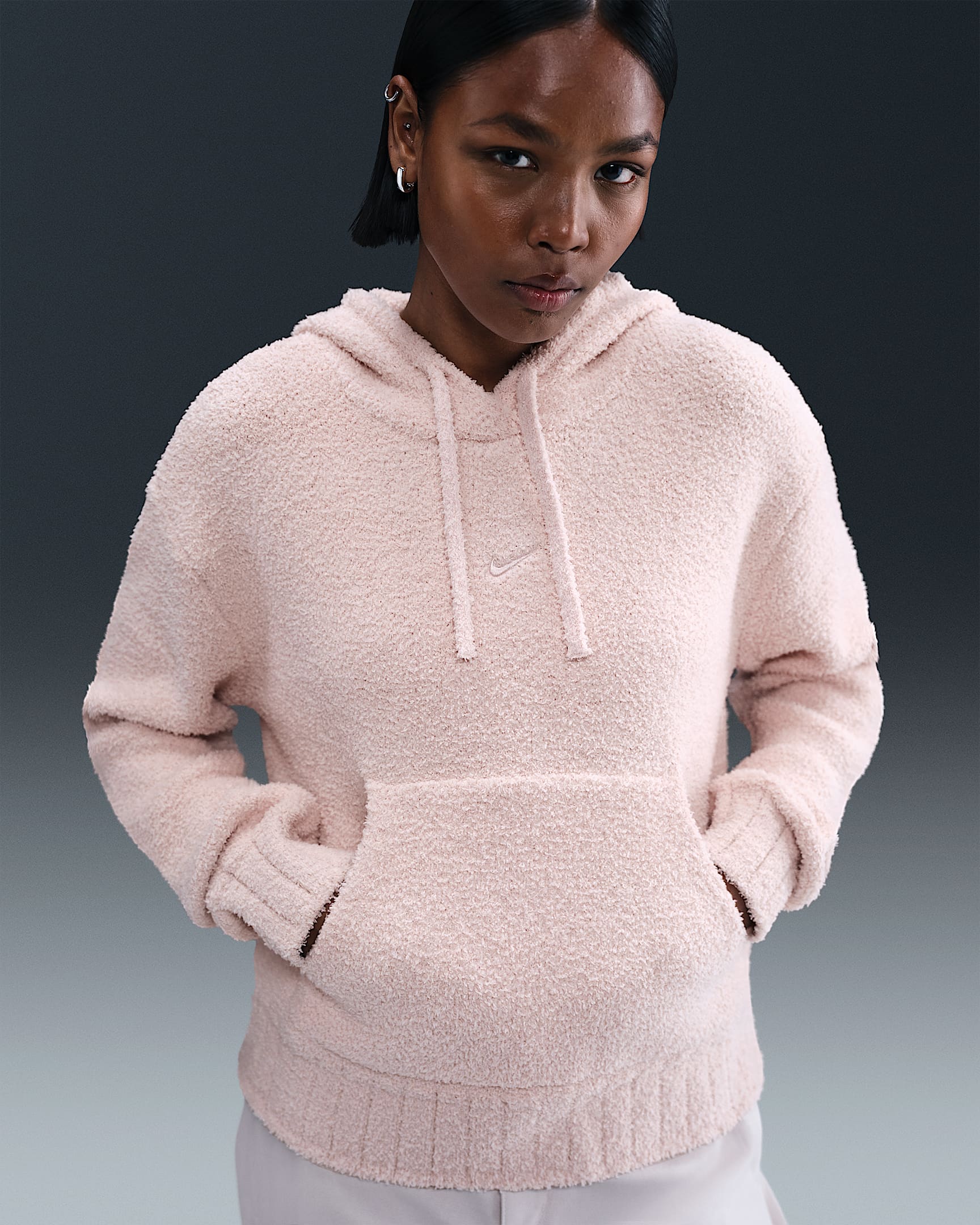 Nike Sportswear Phoenix Cozy Bouclé Women's Loose Knit Hoodie - Silt Red/Silt Red