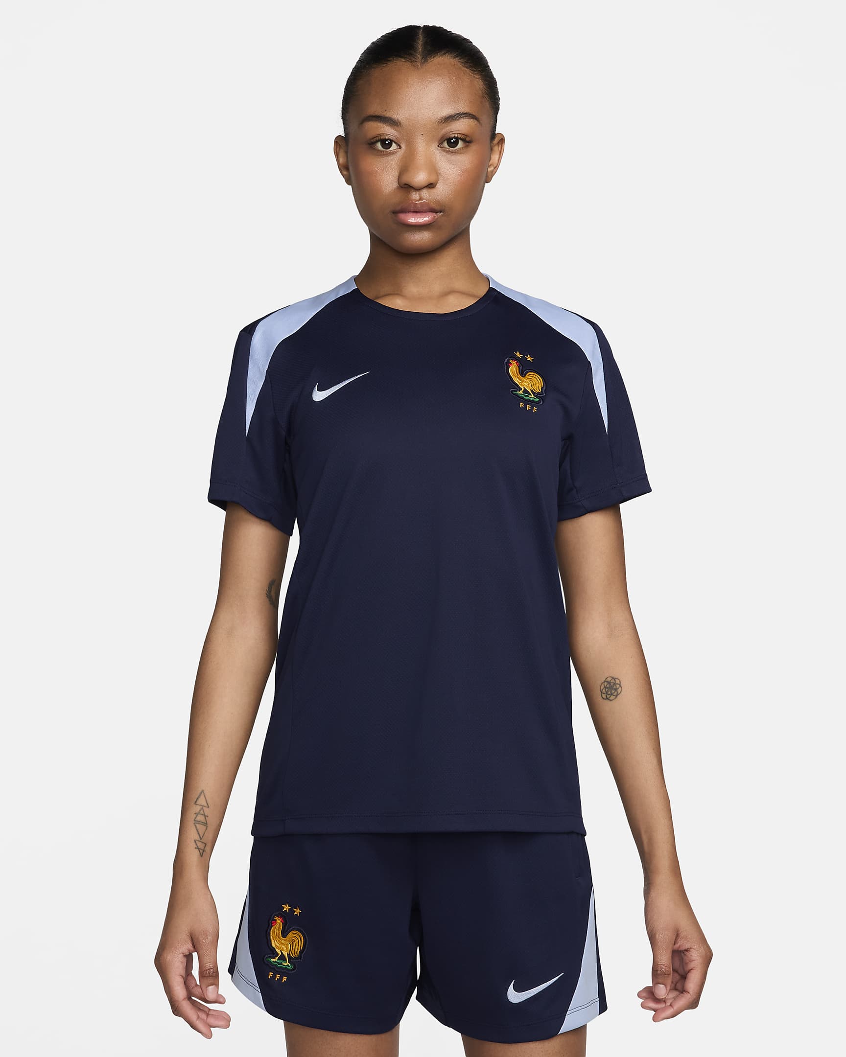 FFF Strike Women's Nike Dri-FIT Football Short-Sleeve Knit Top - Blackened Blue/Cobalt Bliss/Cobalt Bliss