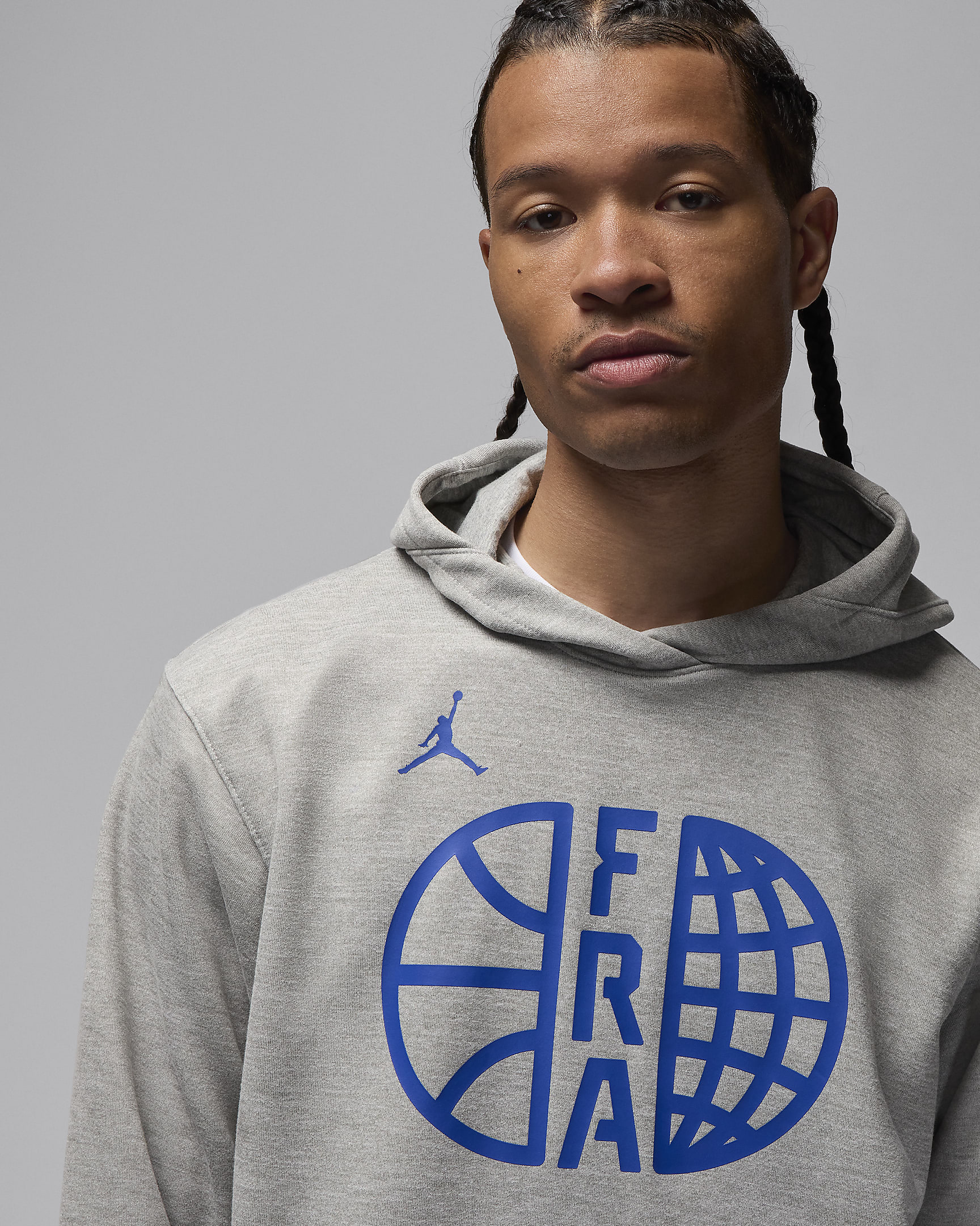 France Training Men's Nike Basketball Fleece Hoodie - Dark Grey Heather/Old Royal