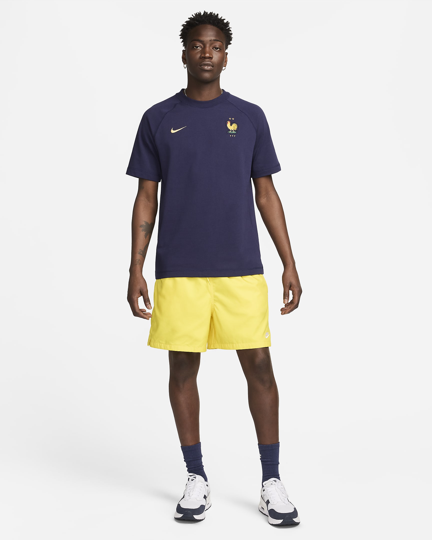 Camisola de futebol de manga curta Nike Travel FFF - Azul Blackened/Dourado Club