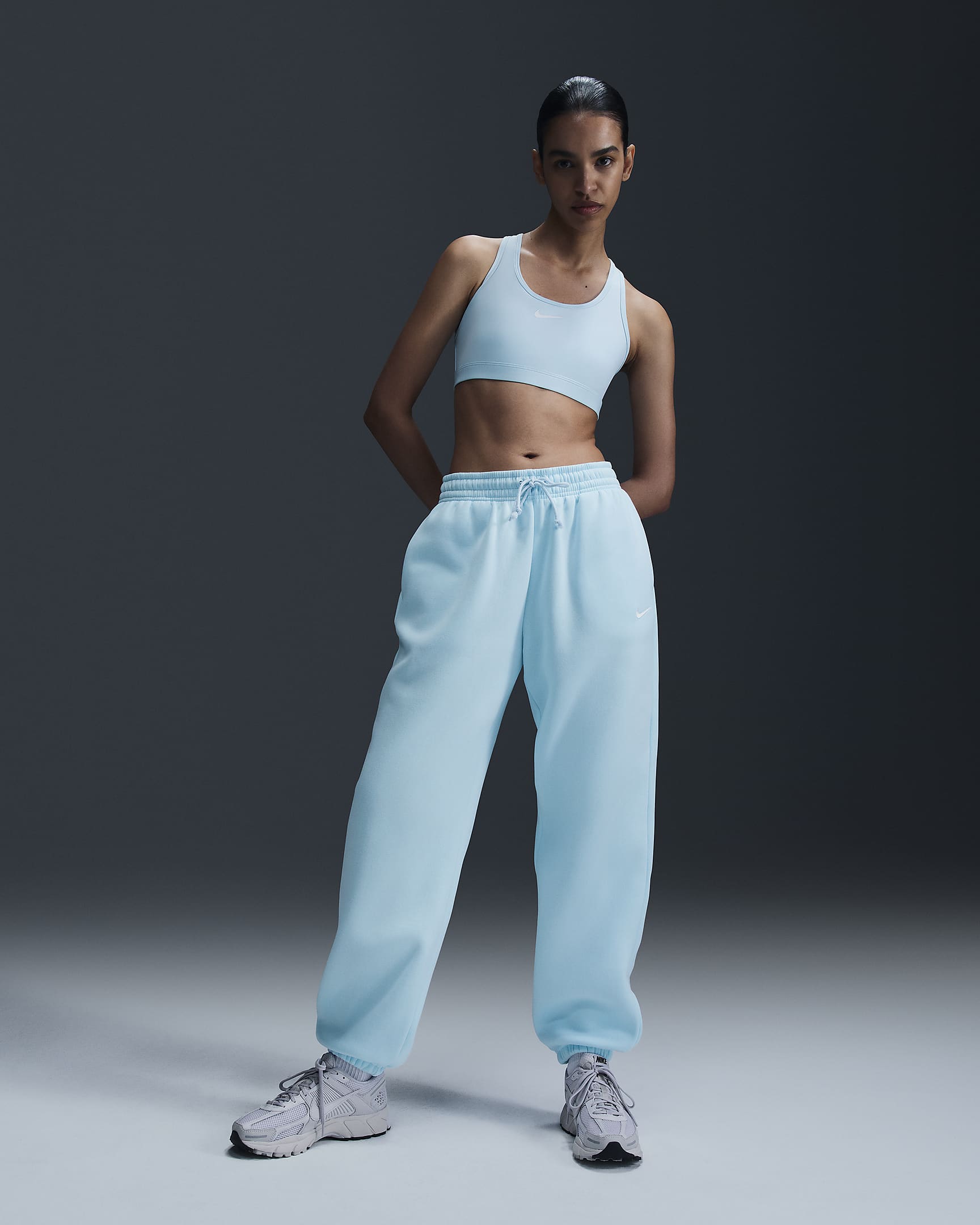 Nike Sportswear Phoenix Fleece Women's High-Waisted Oversized Sweatpants - Glacier Blue/Sail