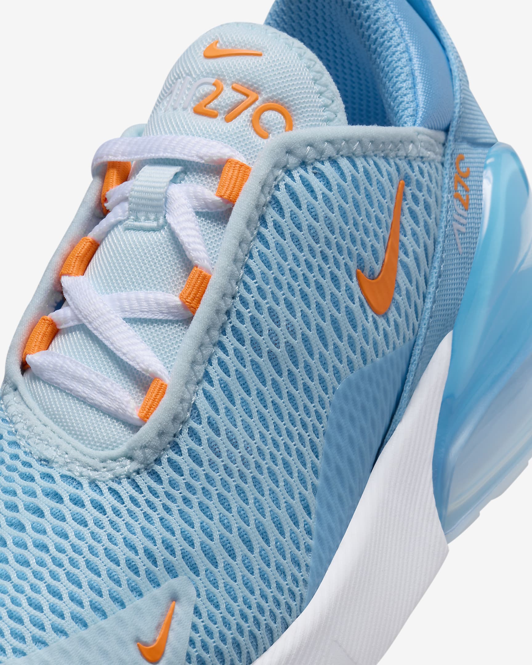 Nike Air Max 270 Little Kids' Shoes - Glacier Blue/Aquarius Blue/White/Total Orange