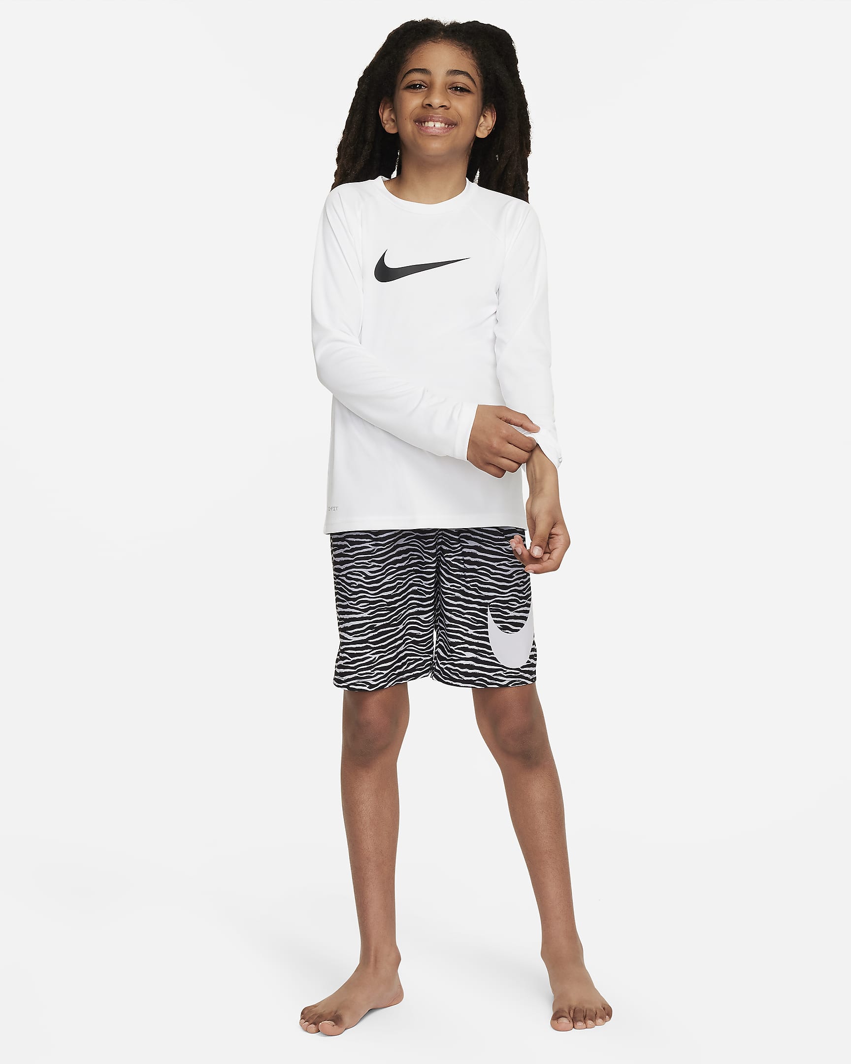 Nike Swim Big Kids' (Boys') Long-Sleeve Hydroguard - White