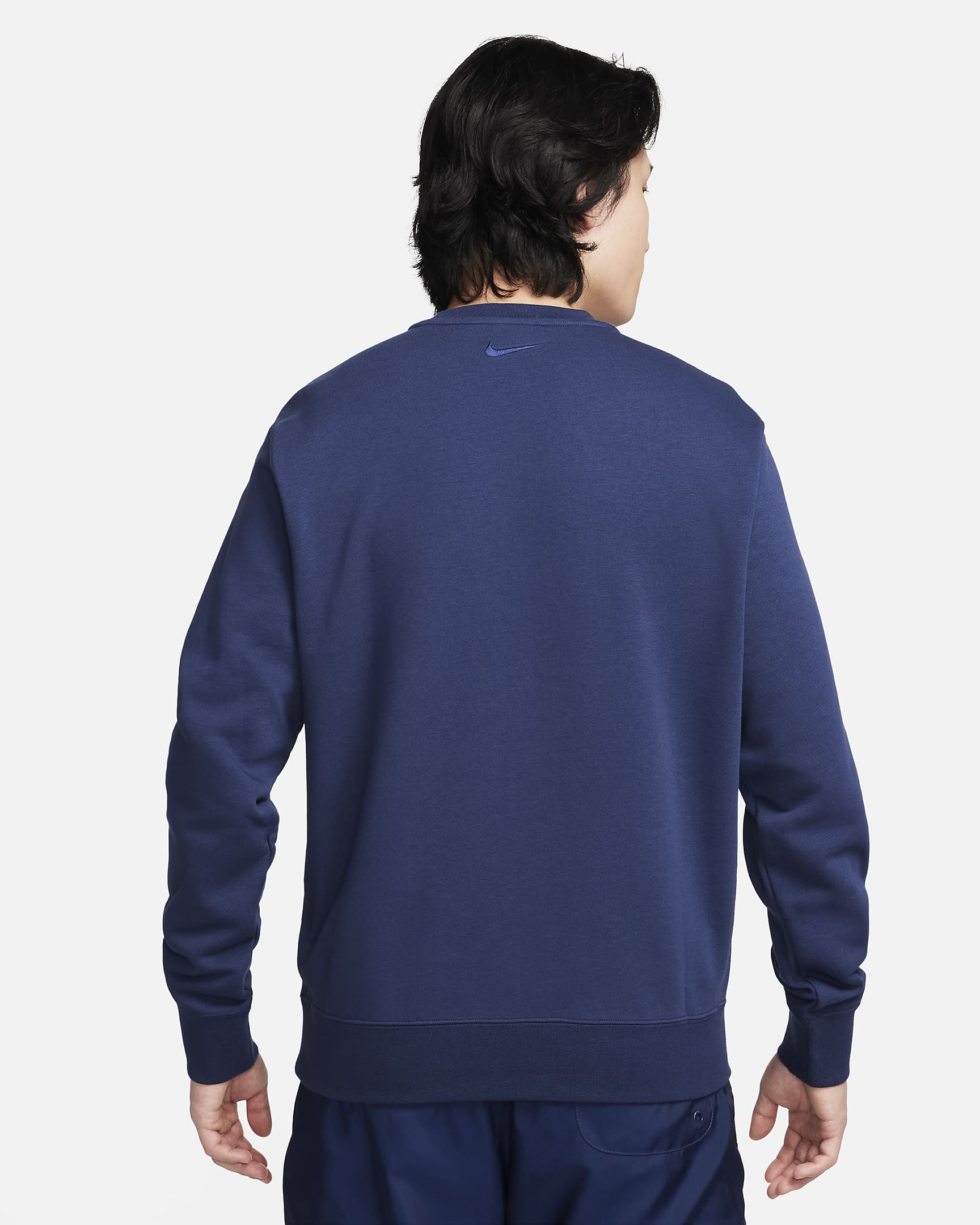 Nike Sportswear Men's French Terry Crewneck Sweatshirt - Midnight Navy/Aloe Verde/Midnight Navy