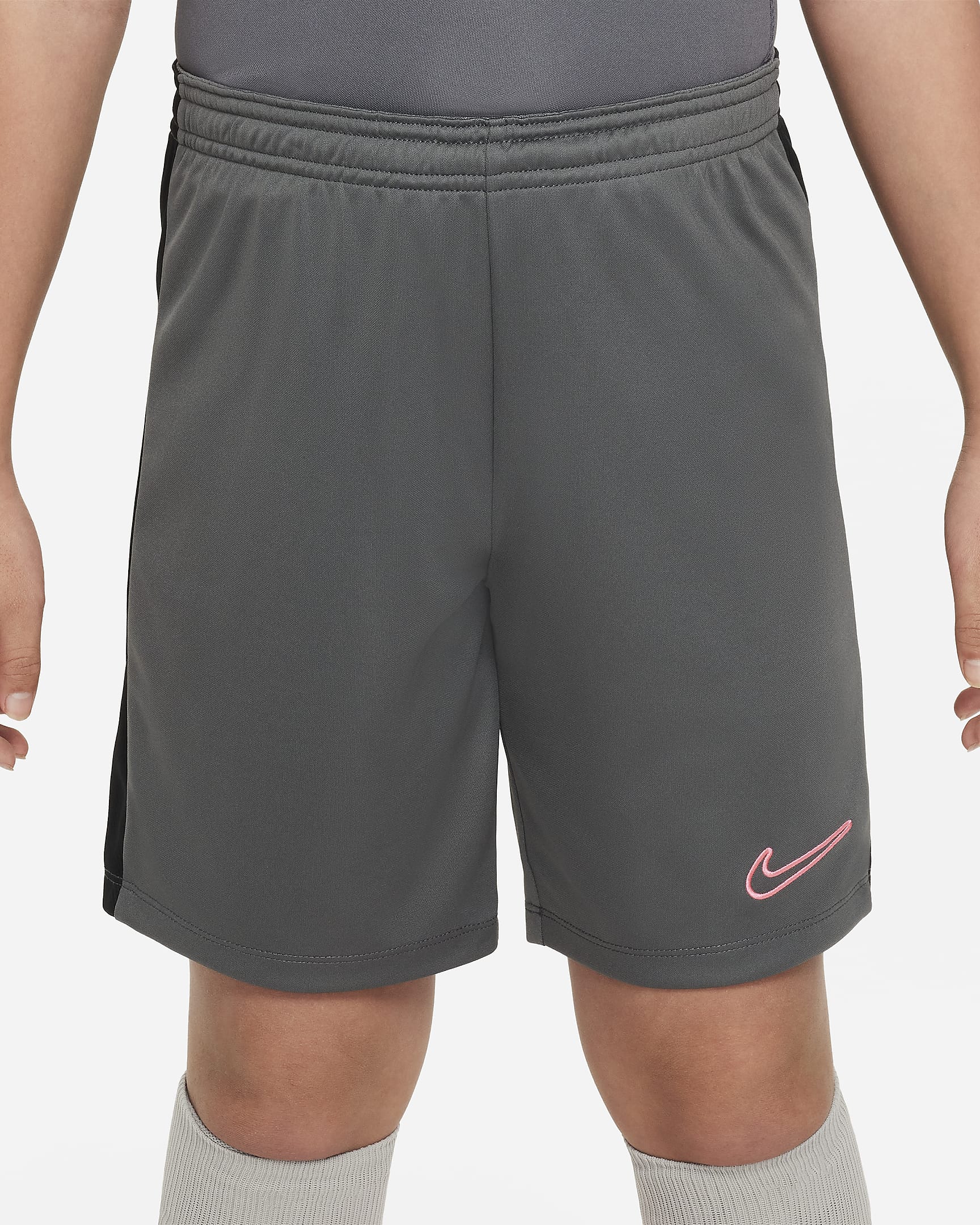 กางเกงฟุตบอลขาสั้นเด็ก Nike Dri-FIT Academy23 - Iron Grey/ดำ/Sunset Pulse