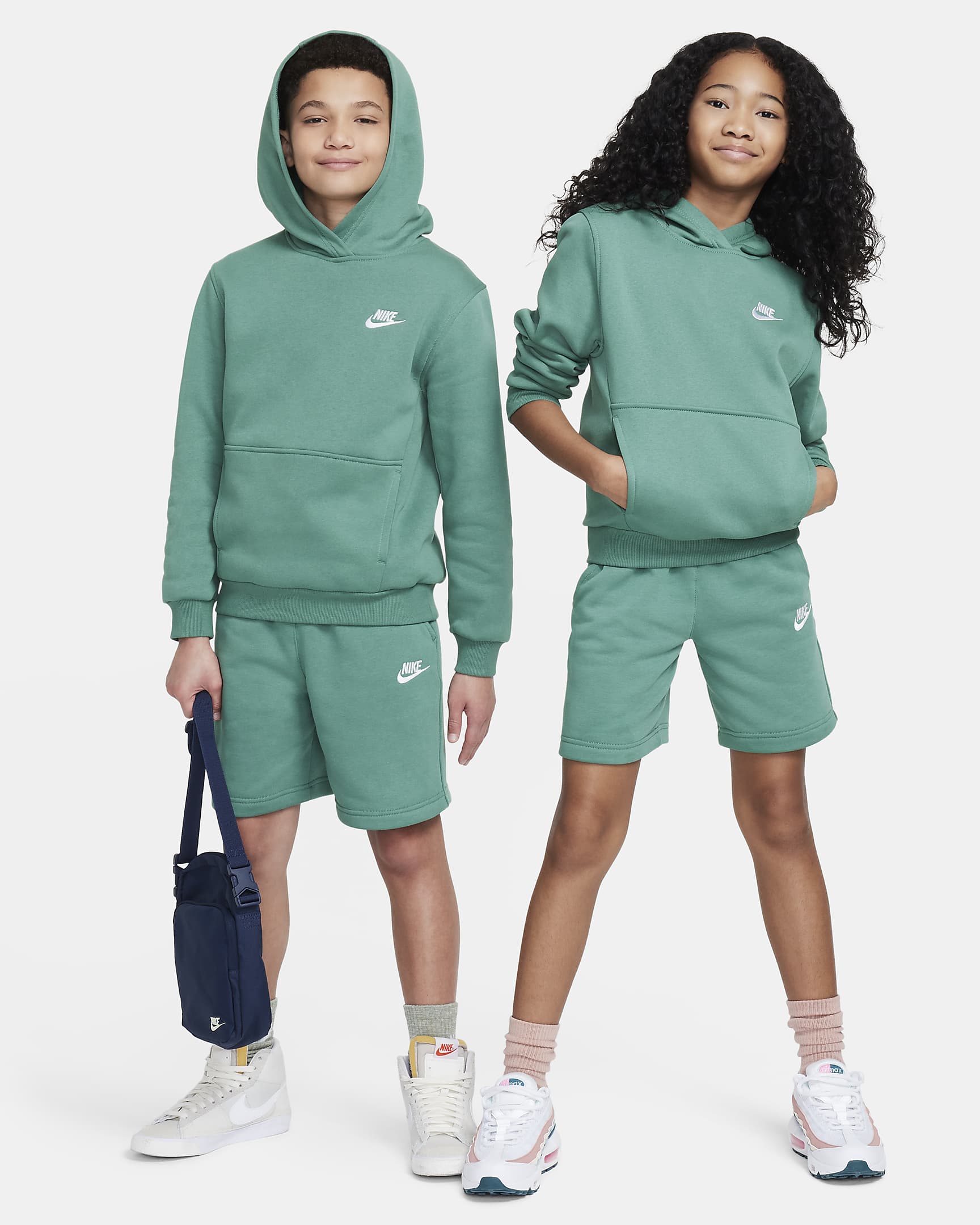 Nike Sportswear Club Fleece Big Kids' French Terry Shorts - Bicoastal/White