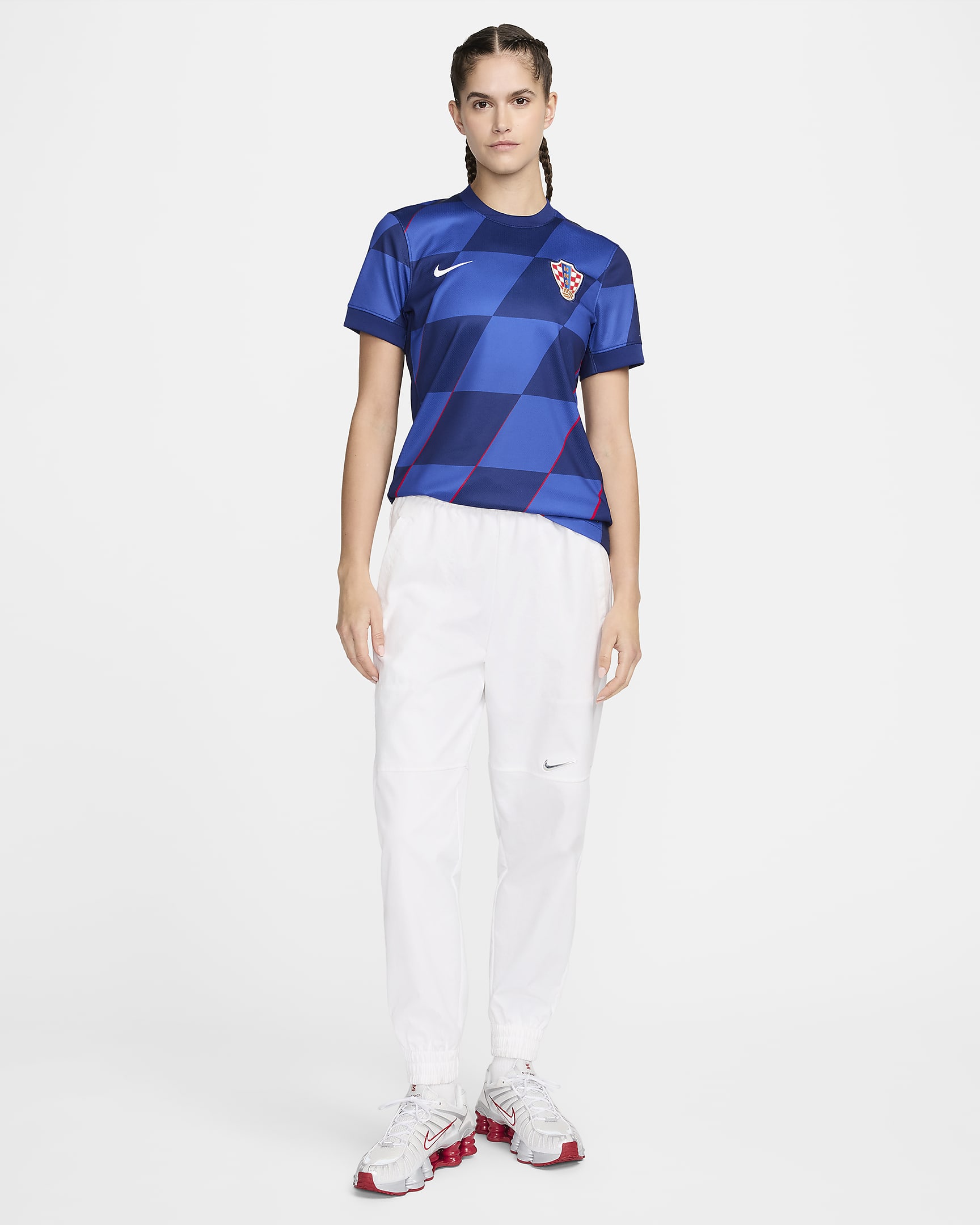 Horvátország 2024/25 Stadium idegenbeli Nike Dri-FIT női replika futballmez - Hyper Royal/Deep Royal Blue/University Red/Fehér