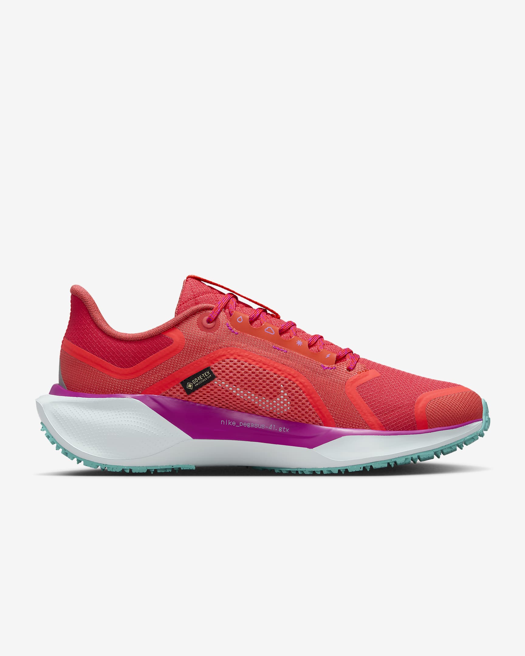 Nike Pegasus 41 GORE-TEX Women's Waterproof Road Running Shoes - Picante Red/Bright Crimson/Vivid Grape/Green Frost