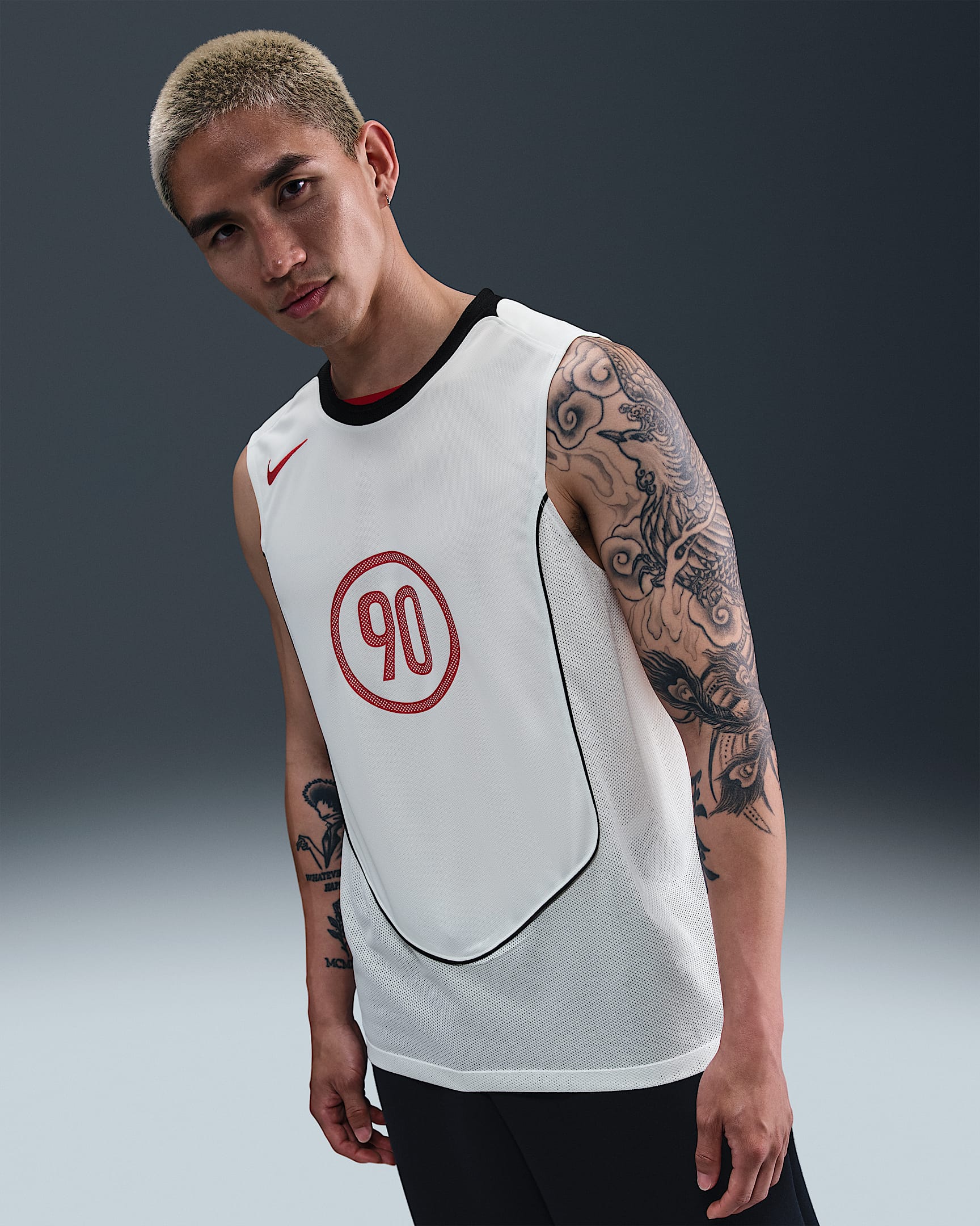 เสื้อฟุตบอลแขนกุดผู้ชาย Dri-FIT Nike Total 90 - Sail/ดำ/ดำ/Gym Red