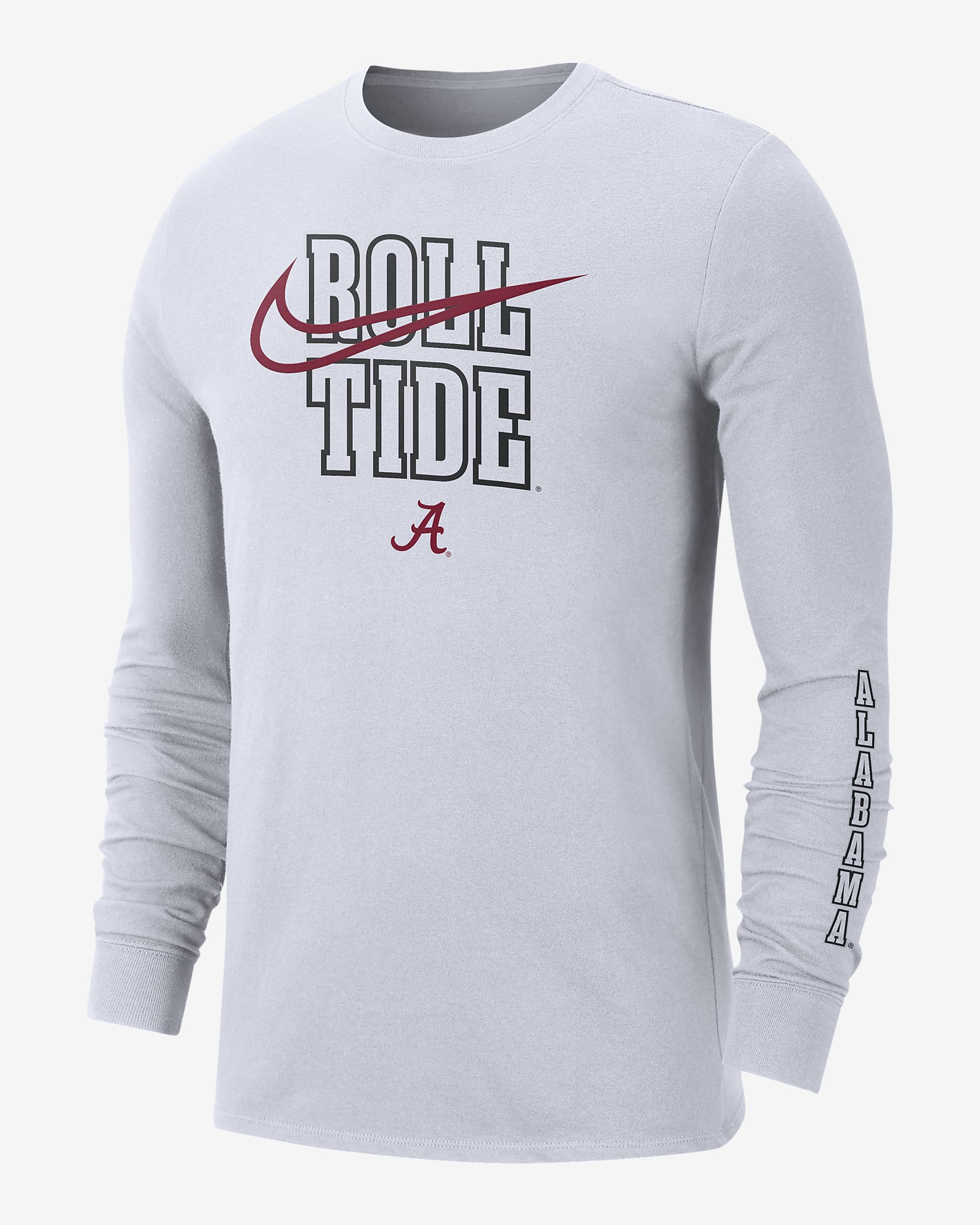Alabama Back 2 School Men's Nike College Crew-Neck Long-Sleeve T-Shirt - Summit White