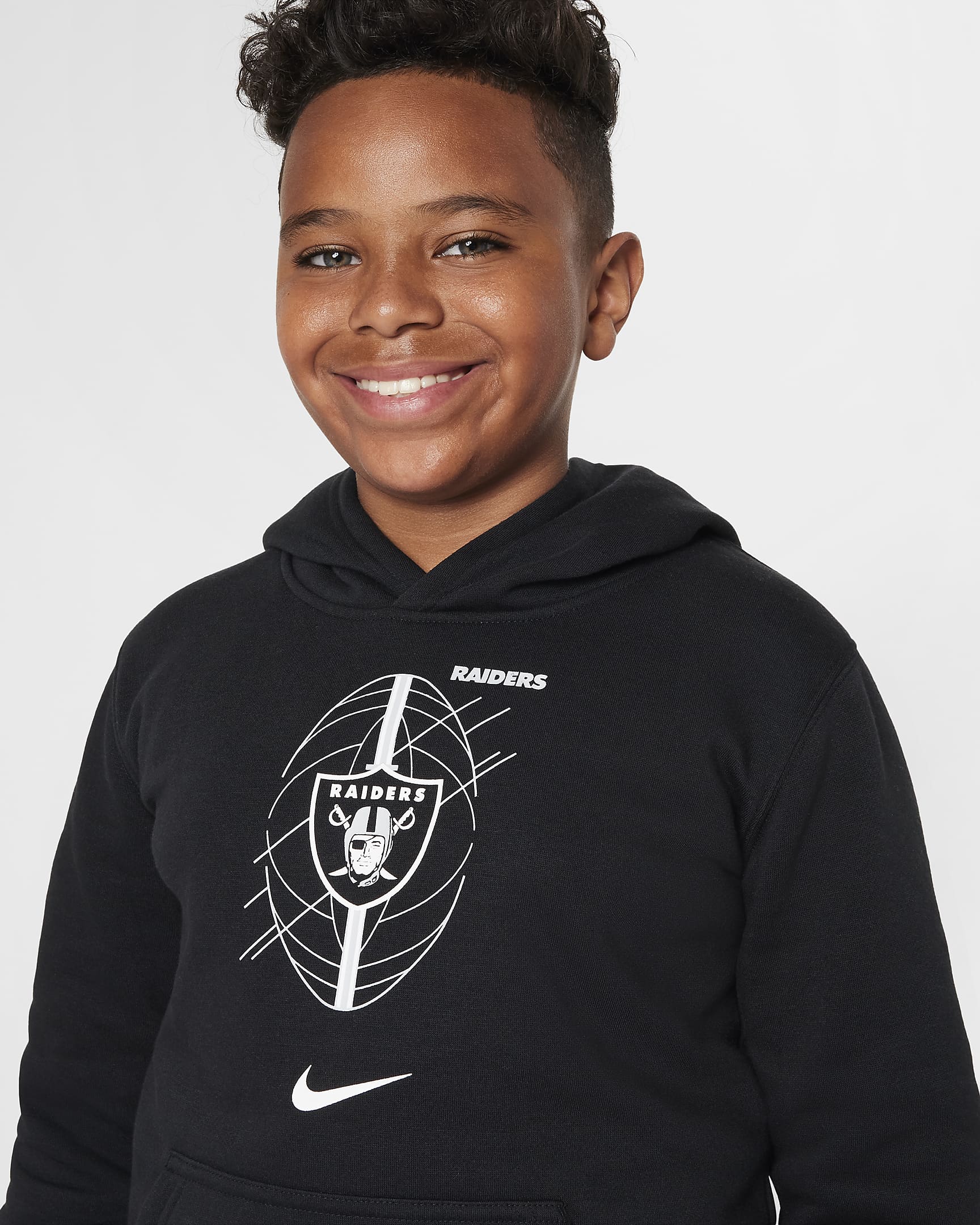 Las Vegas Raiders Icon Older Kids' Nike NFL Pullover Hoodie - Black