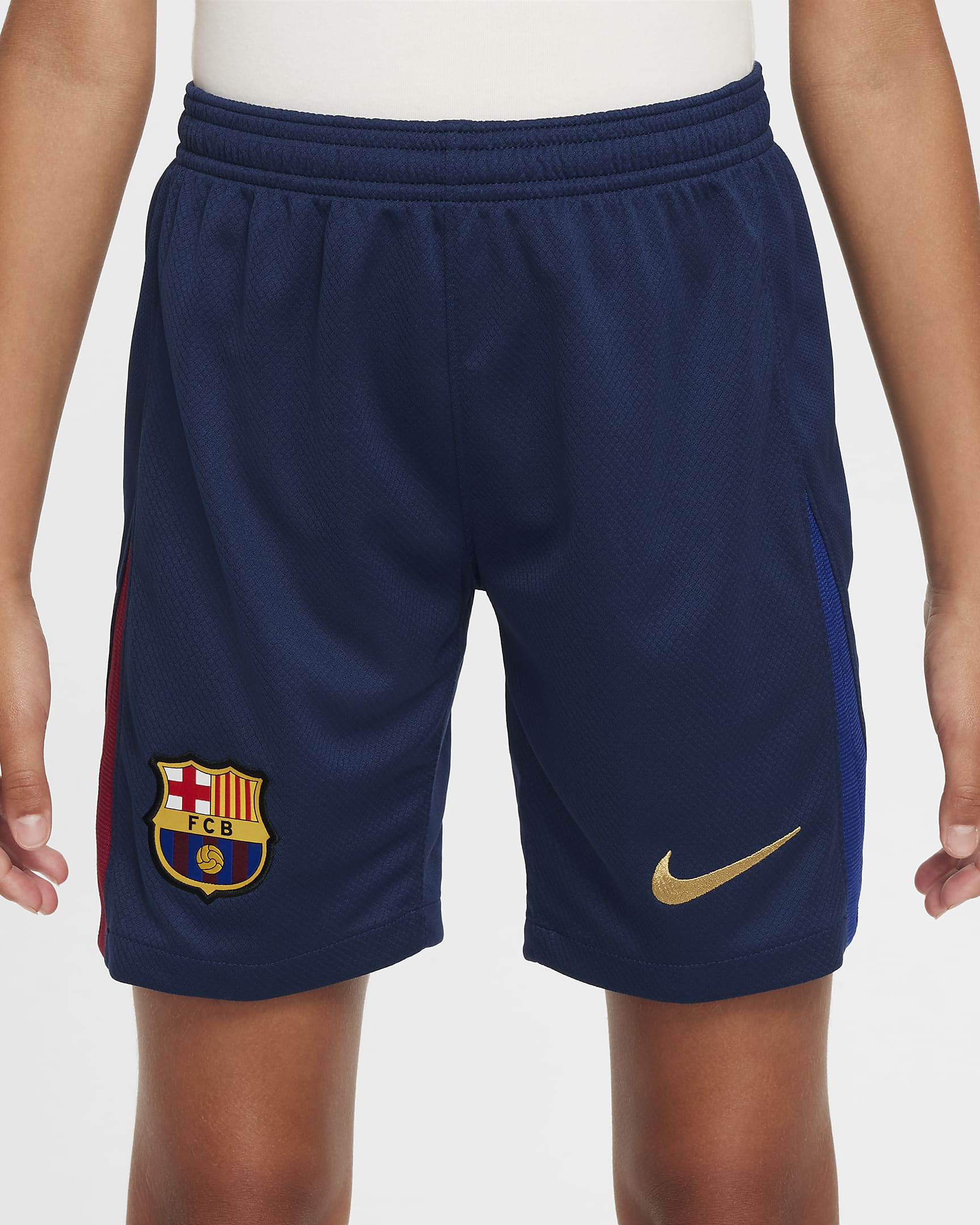 Primera equipación Stadium FC Barcelona 2024/25 Pantalón corto de fútbol Replica Nike Dri-FIT - Niño/a - Midnight Navy/Noble Red/Deep Royal Blue/Club Gold