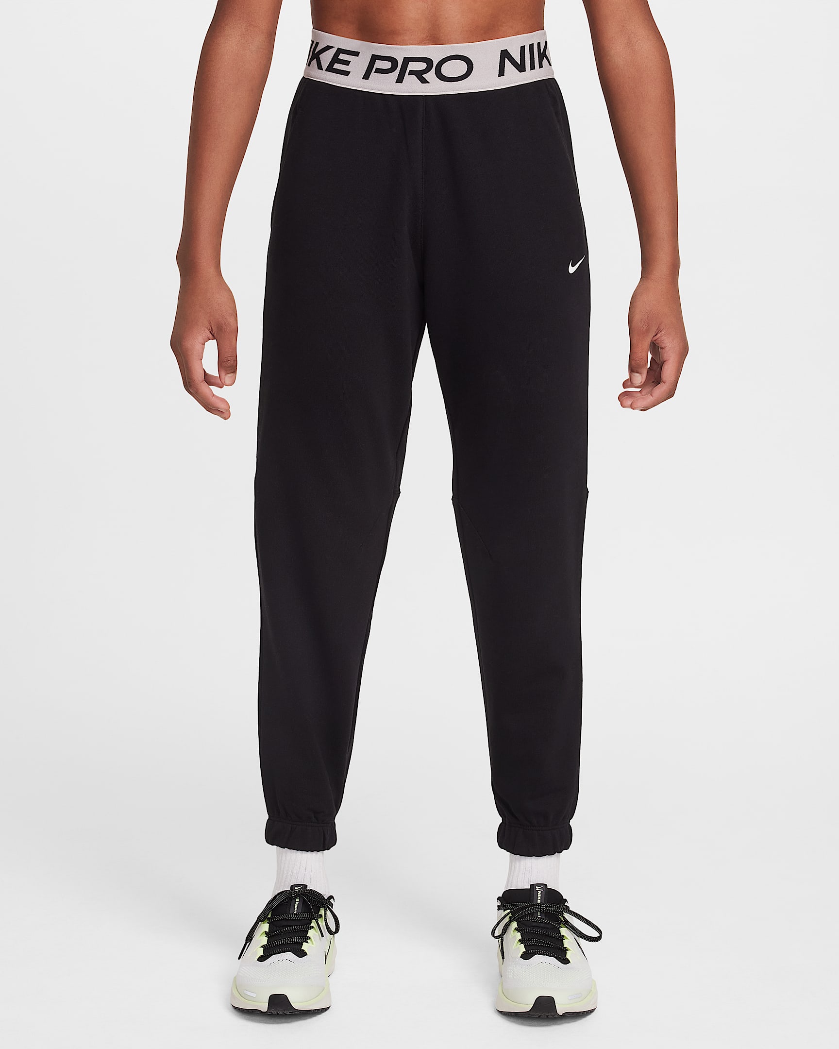 Nike Pro Fleece Older Kids' (Girls') Dri-FIT Joggers - Black/Black/Platinum Violet/White