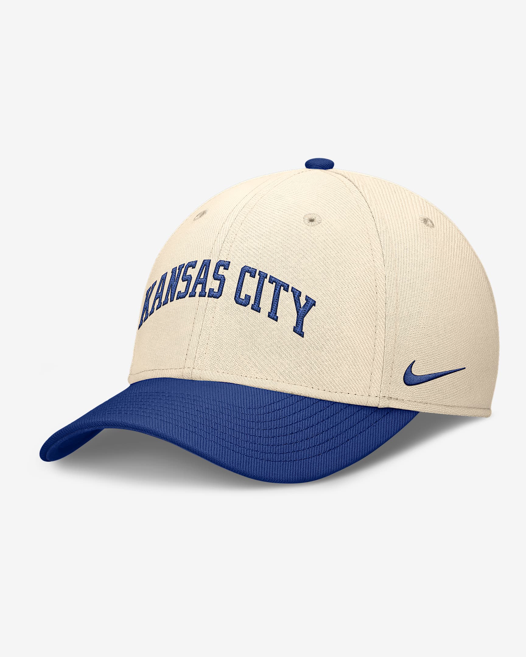 Gorra Nike Dri-FIT de la MLB para hombre Kansas City Royals Statement Rise Swoosh - Natural