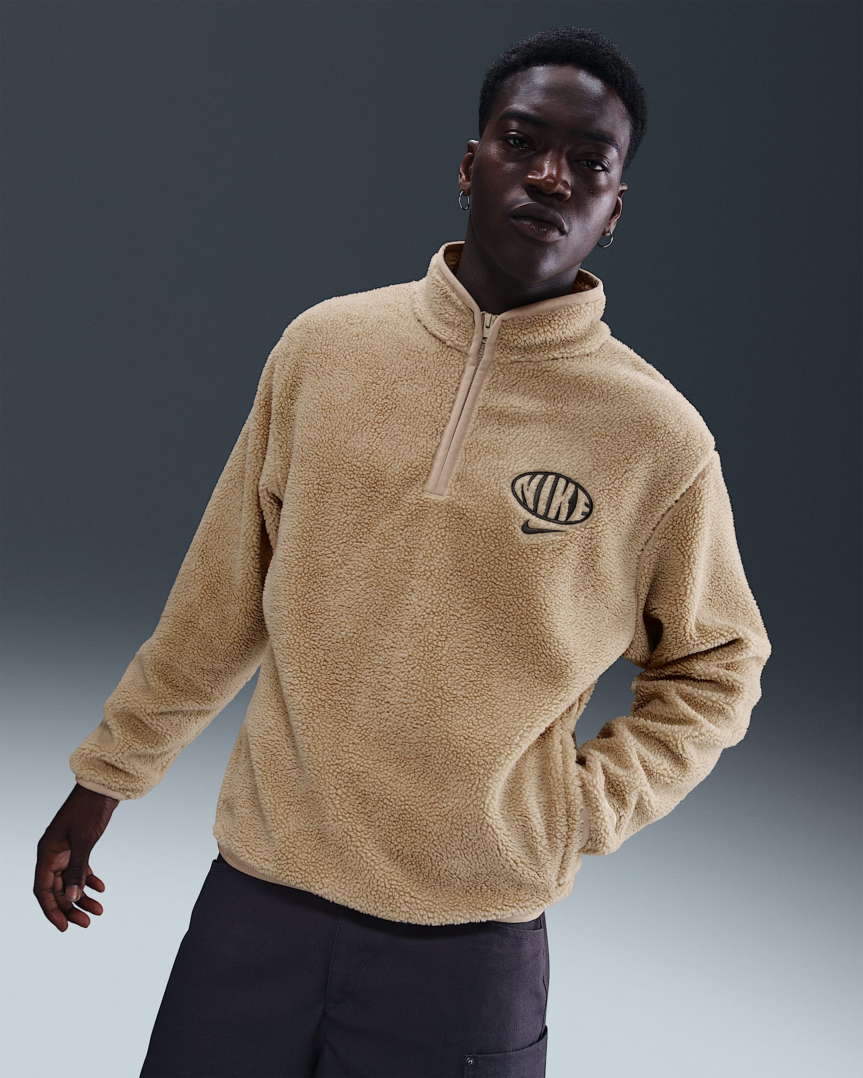Nike Club Men's Winterized 1/2-Zip Top - Grain/Medium Ash/Grain