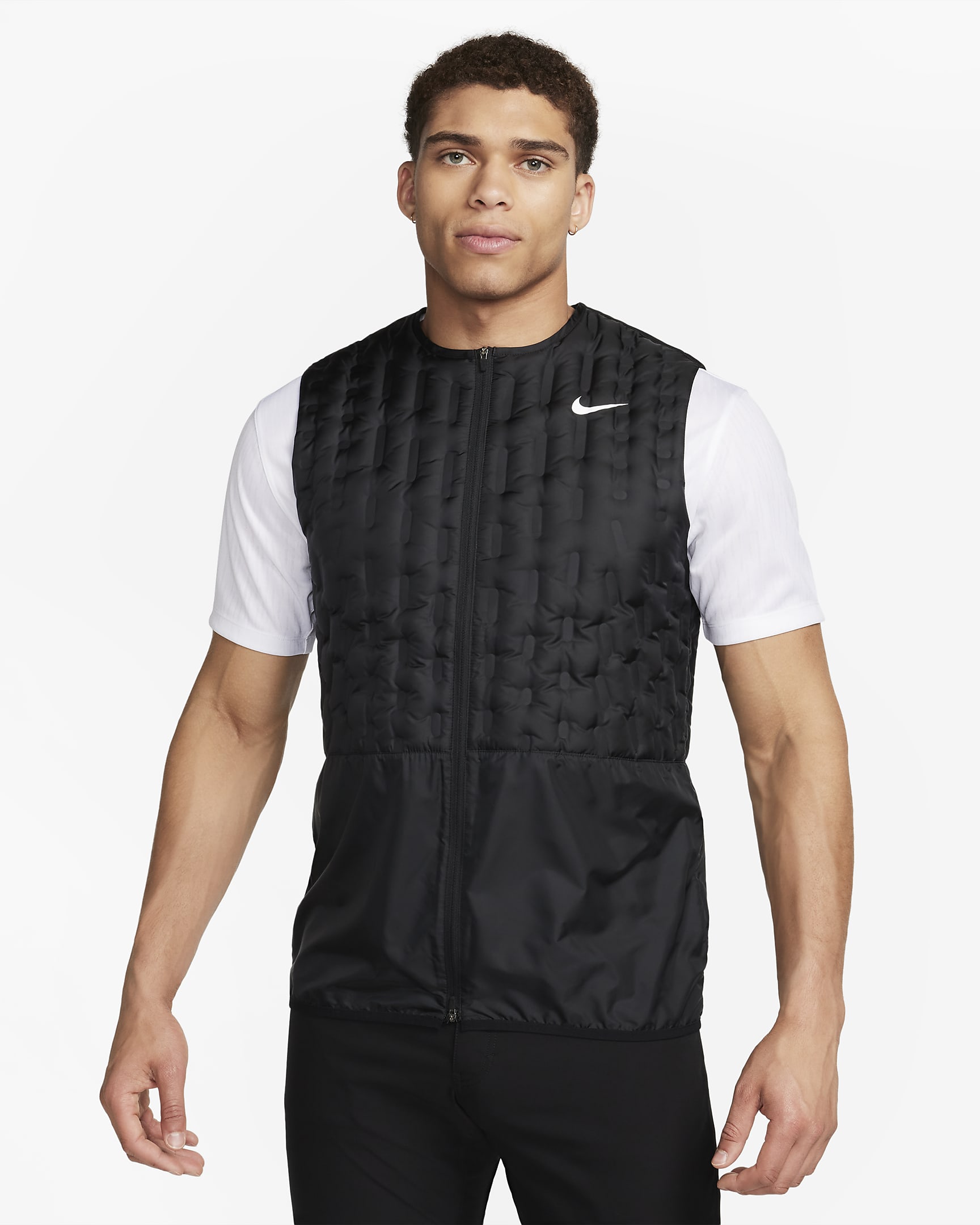 Nike Therma-FIT Repel Men's Full-Zip Down Golf Vest - Black/Black/White