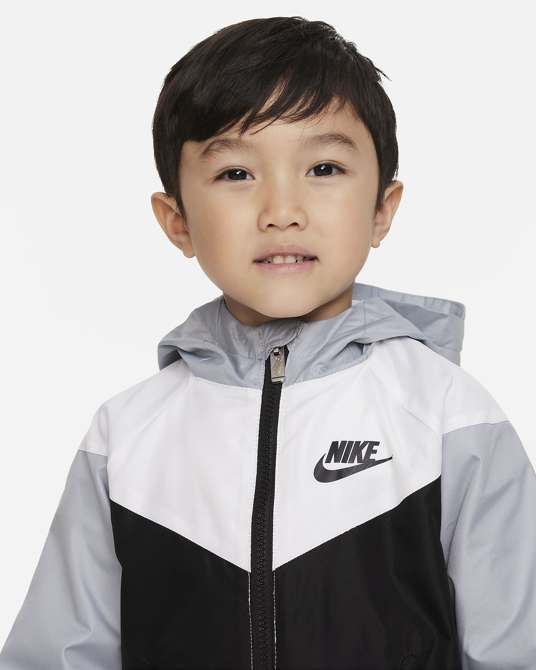 Nike Sportswear Windrunner Little Kids' Full-Zip Jacket - Black/White/White