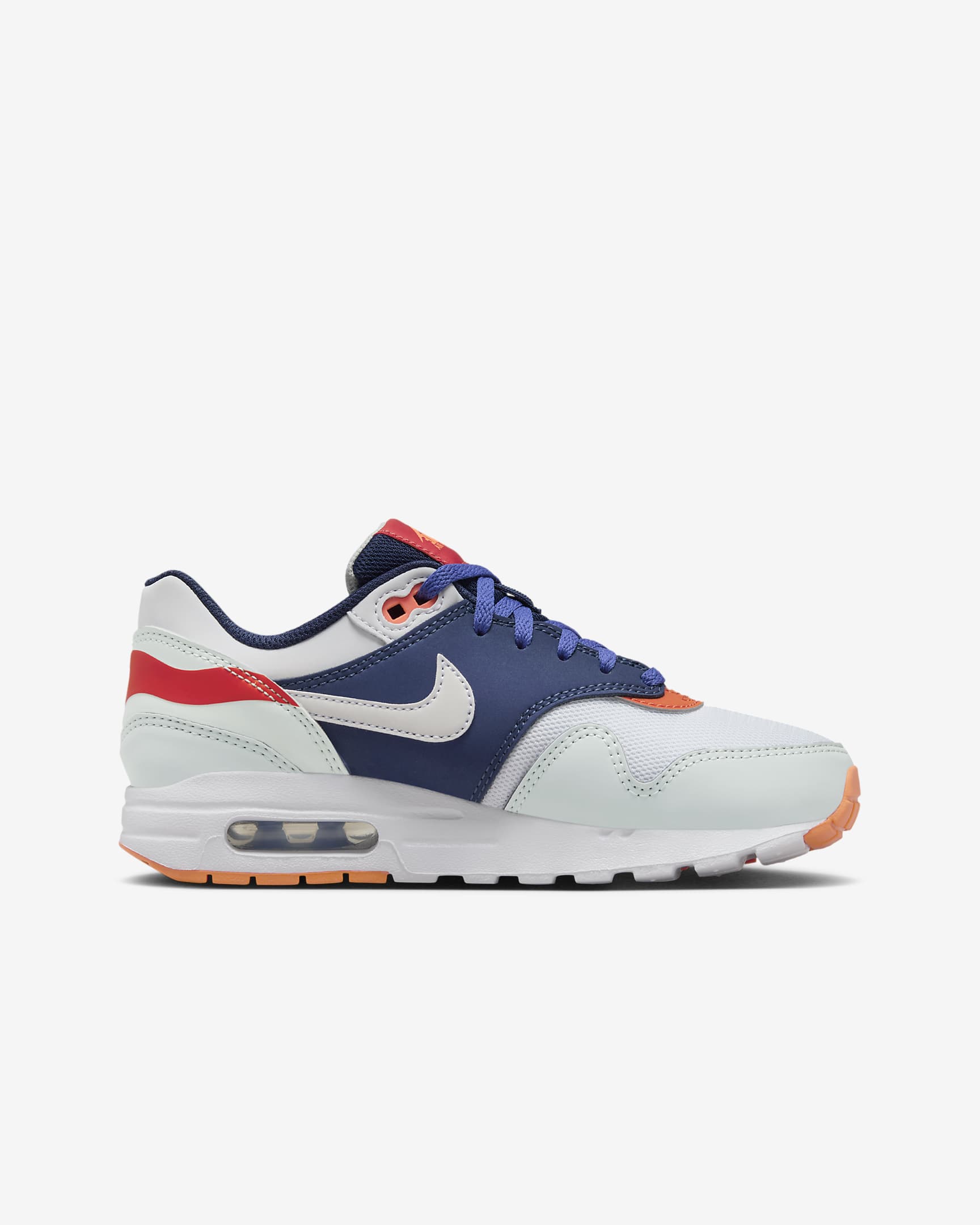 Nike Air Max 1 SE 大童鞋款 - Light Silver/Midnight Navy/Astronomy Blue/Total Orange