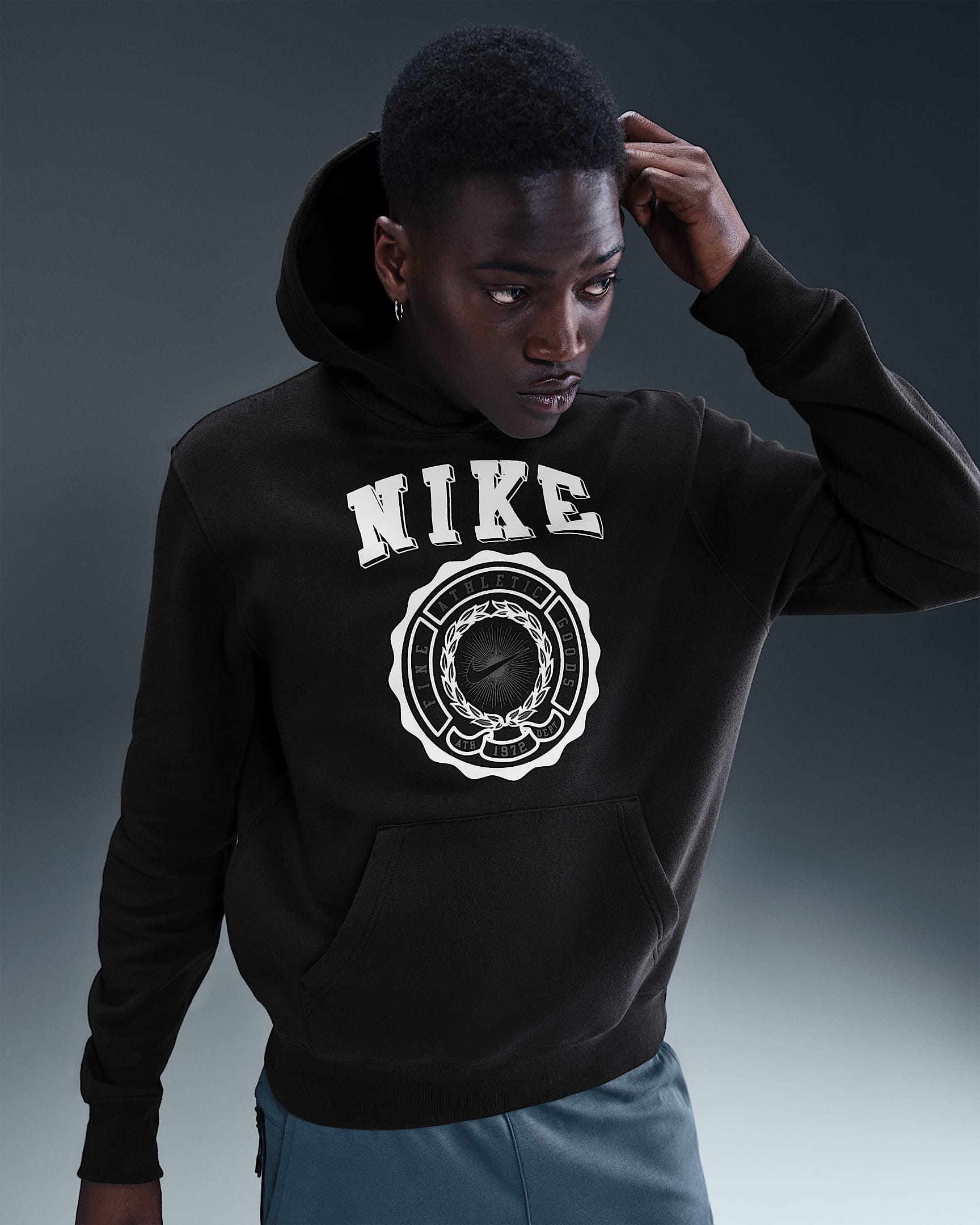 Nike Club Men's Pull-Over Fleece Hoodie - Black/Phantom/Off Noir