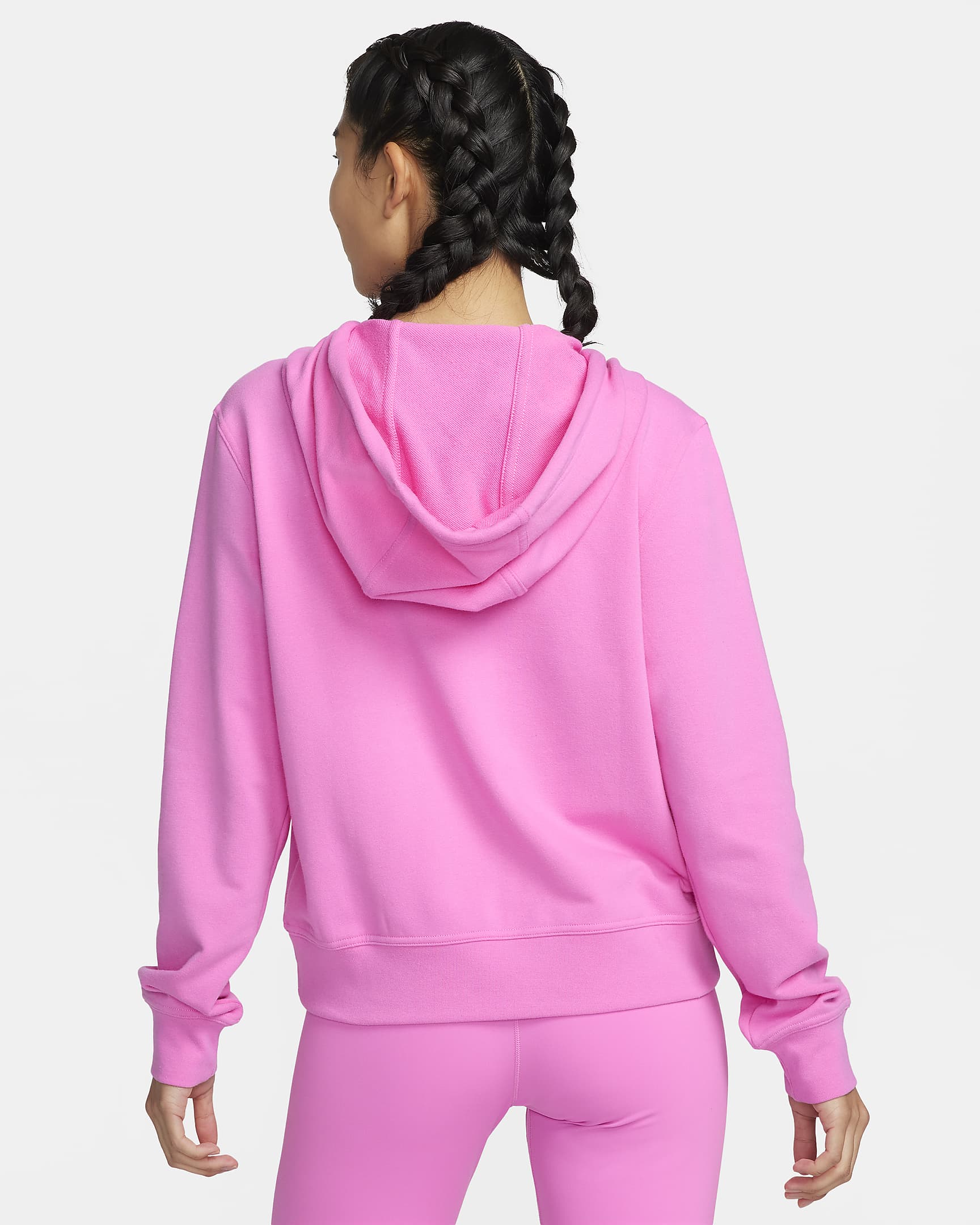 Nike Dri-FIT One Women's Full-Zip French Terry Hoodie - Playful Pink/White